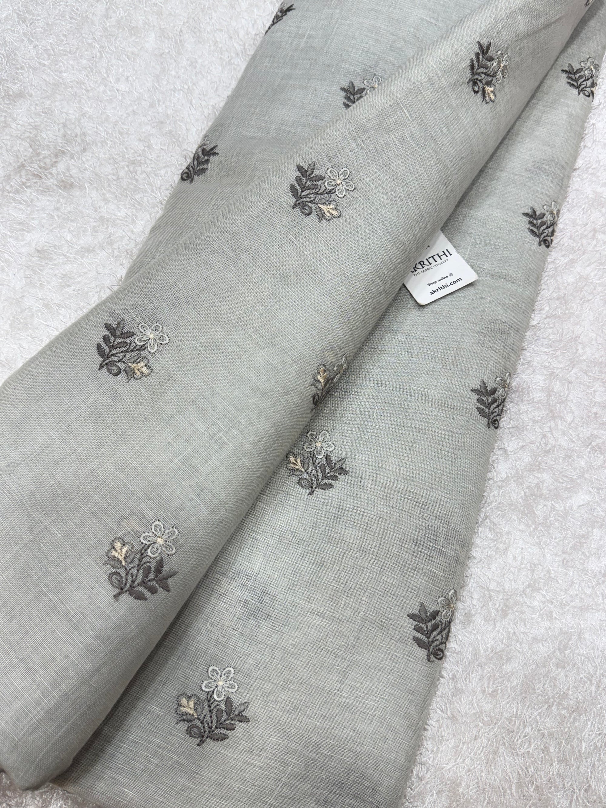 Embroidered pure linen fabric
