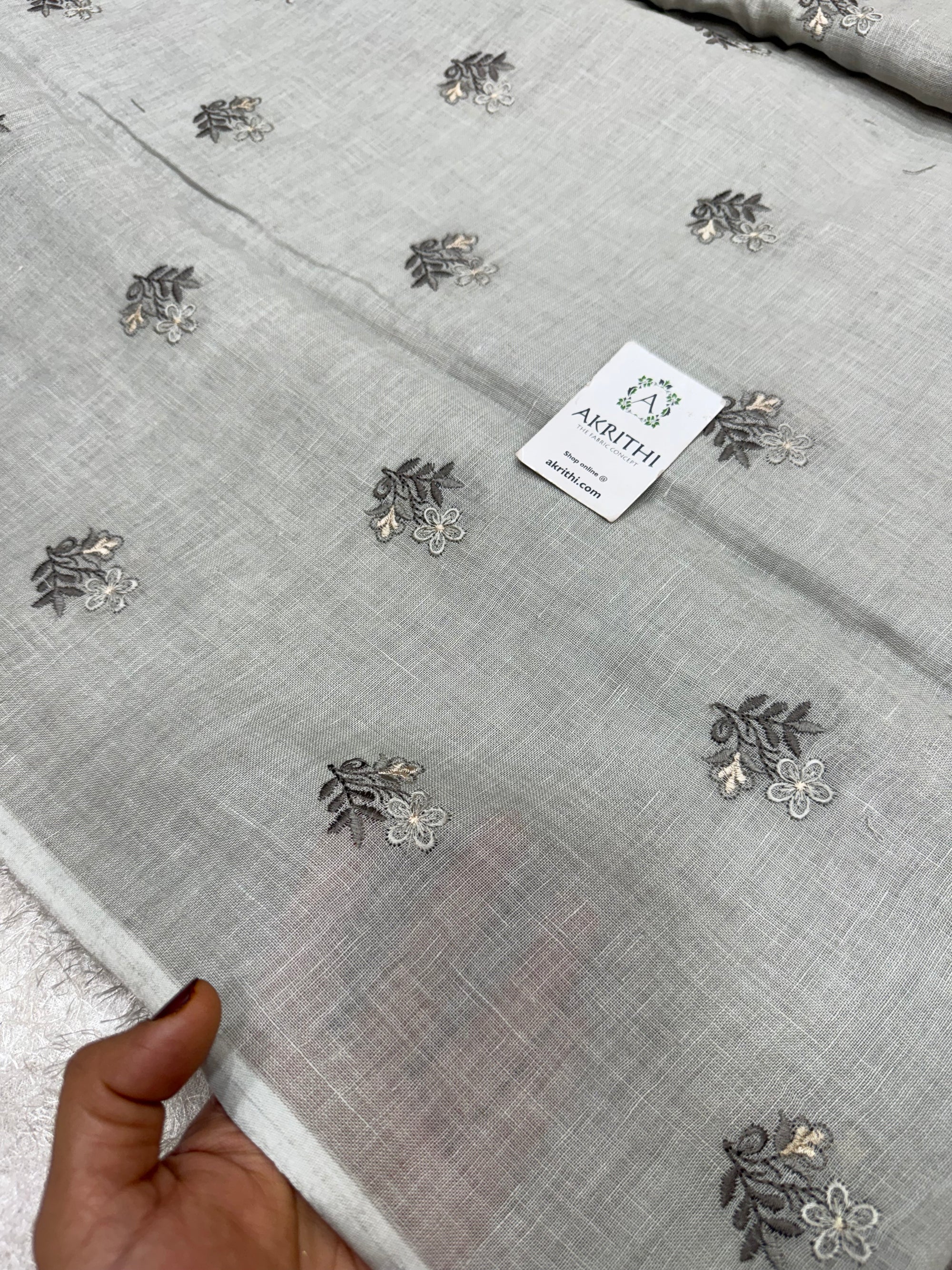 Embroidered pure linen fabric