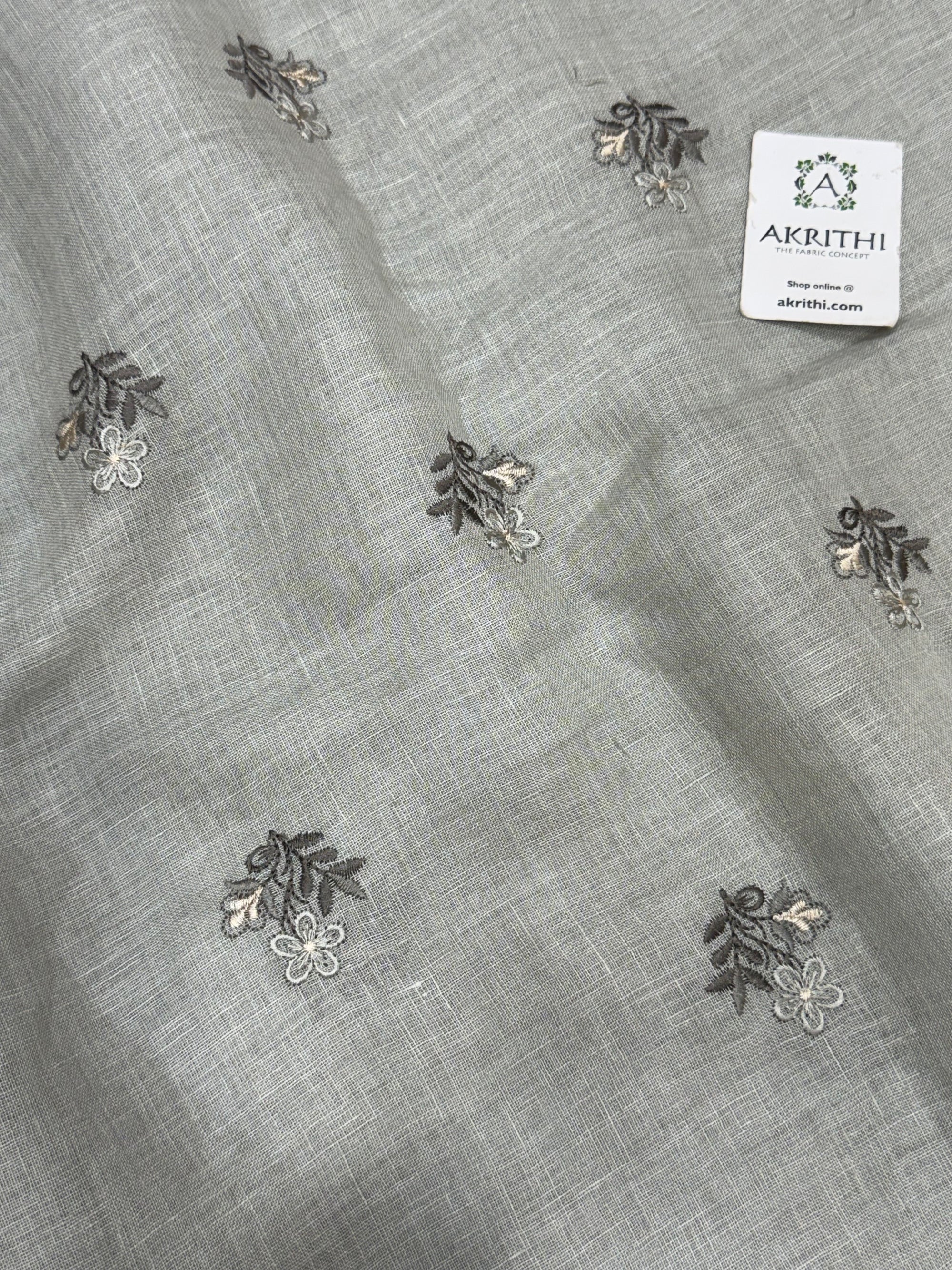Embroidered pure linen fabric