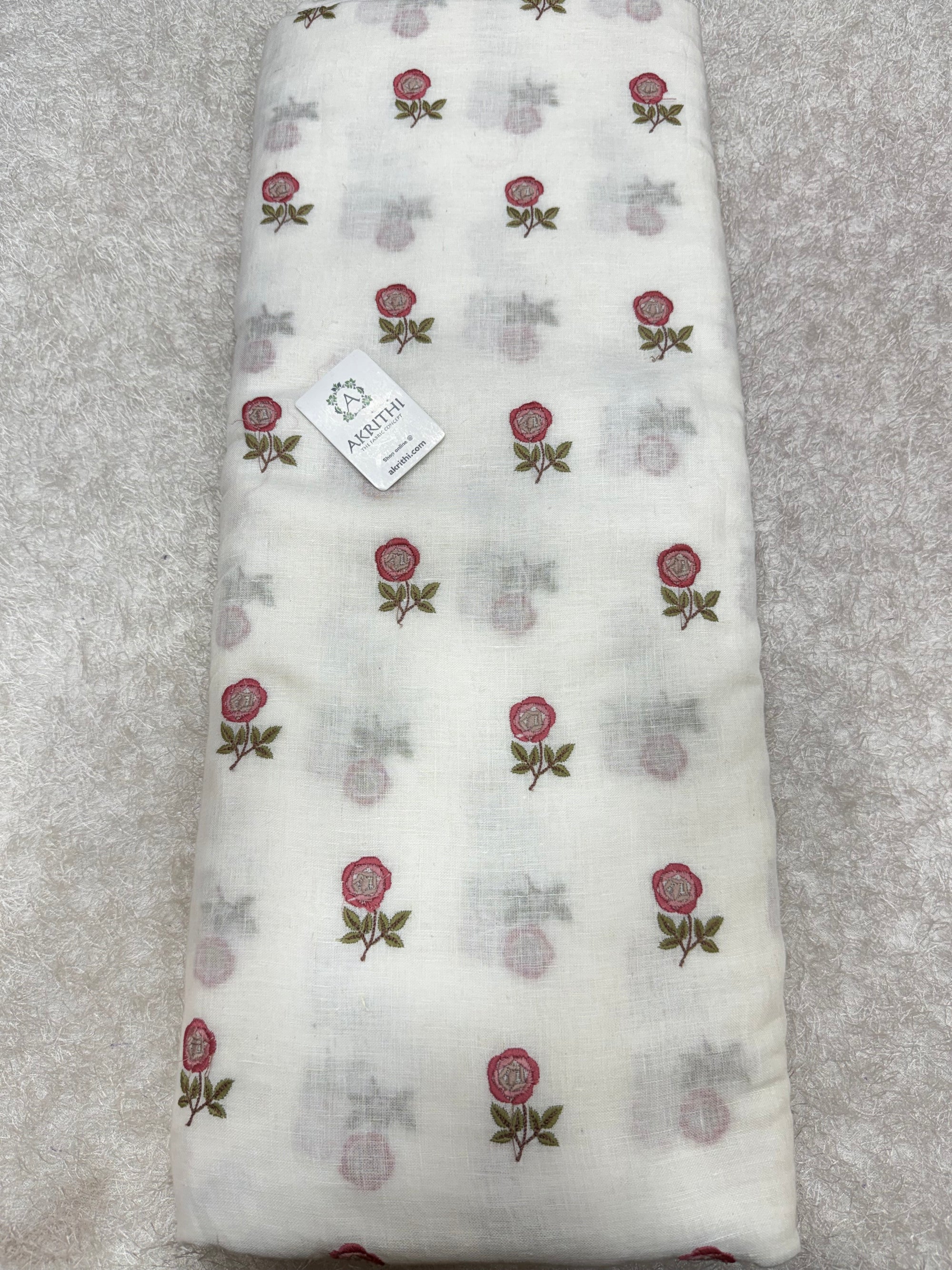 Embroidered pure linen fabric