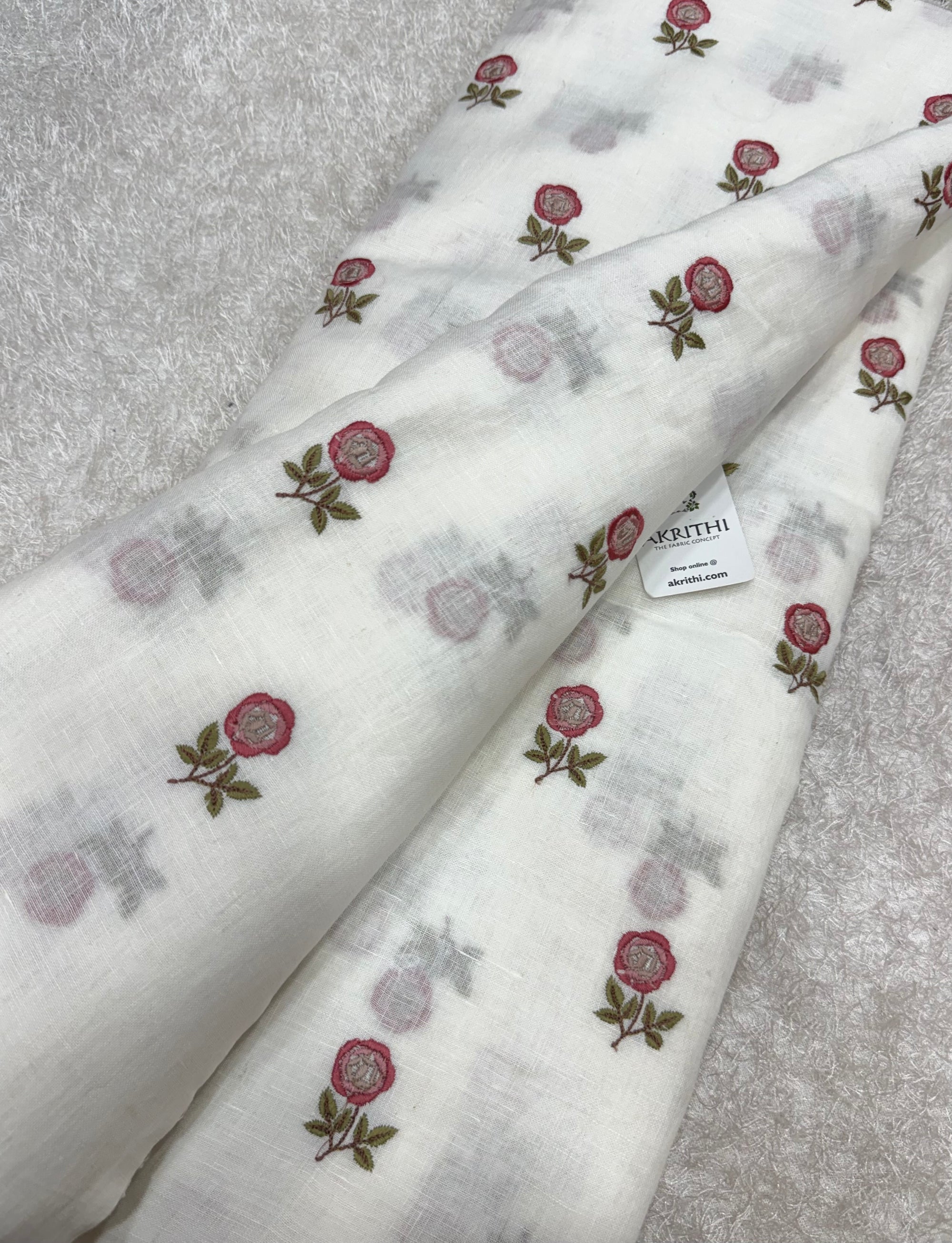 Embroidered pure linen fabric