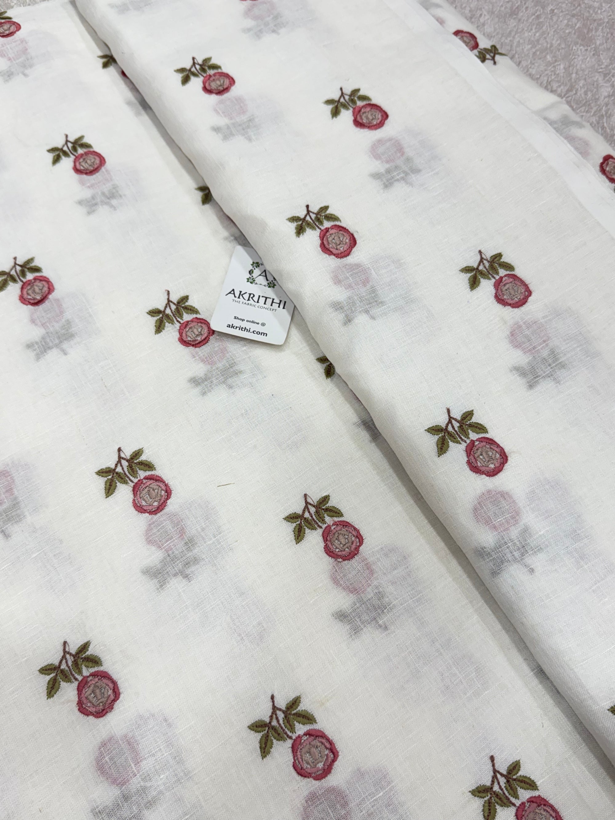 Embroidered pure linen fabric
