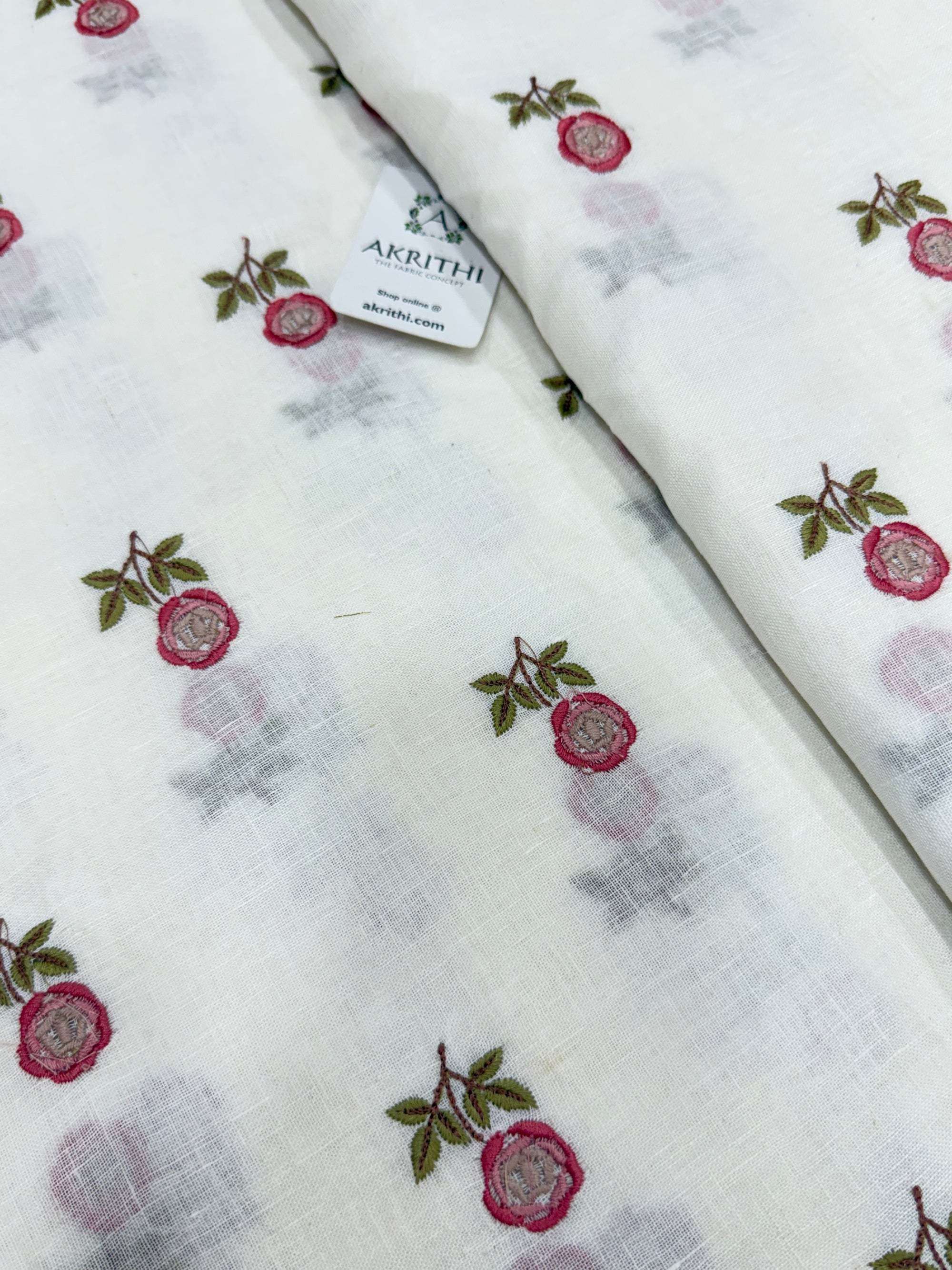 Embroidered pure linen fabric