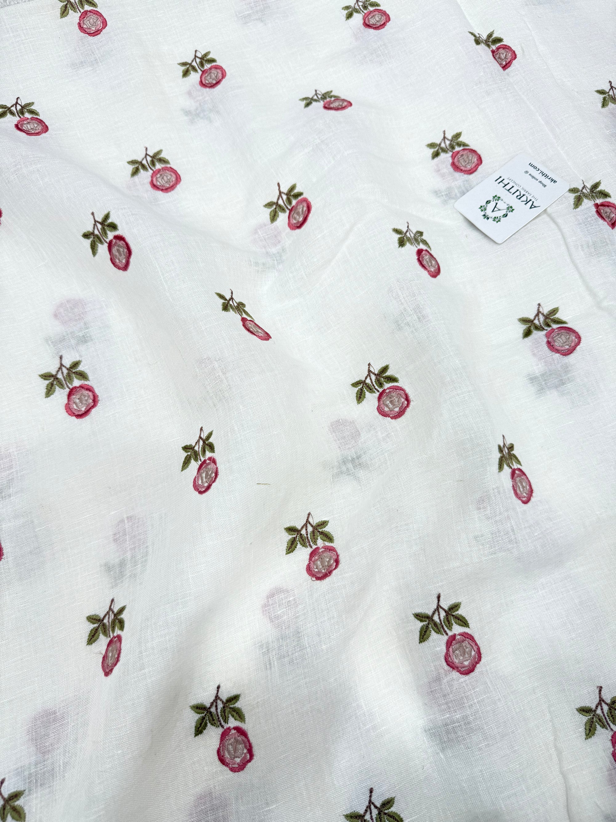 Embroidered pure linen fabric
