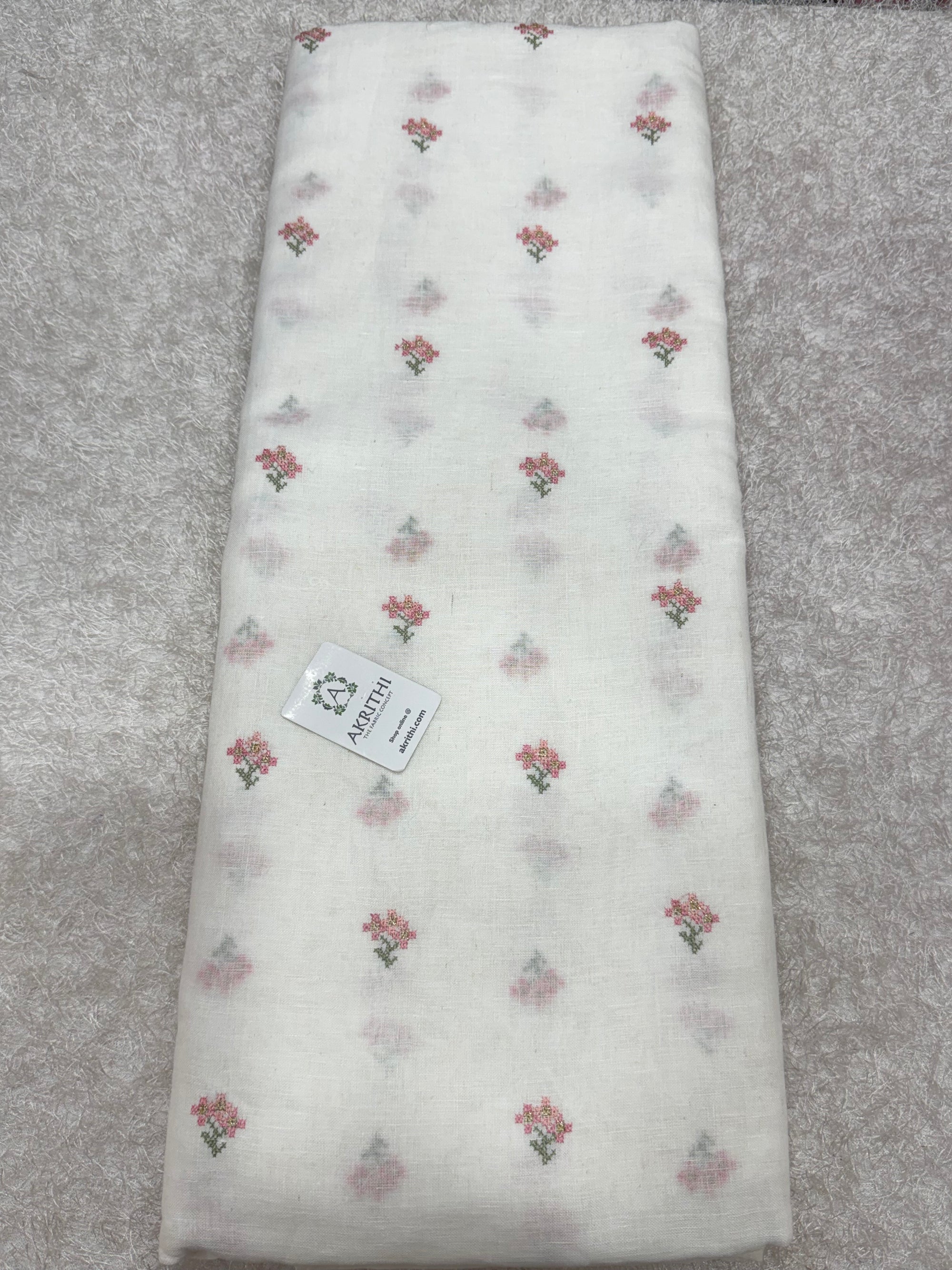 Embroidered pure linen fabric