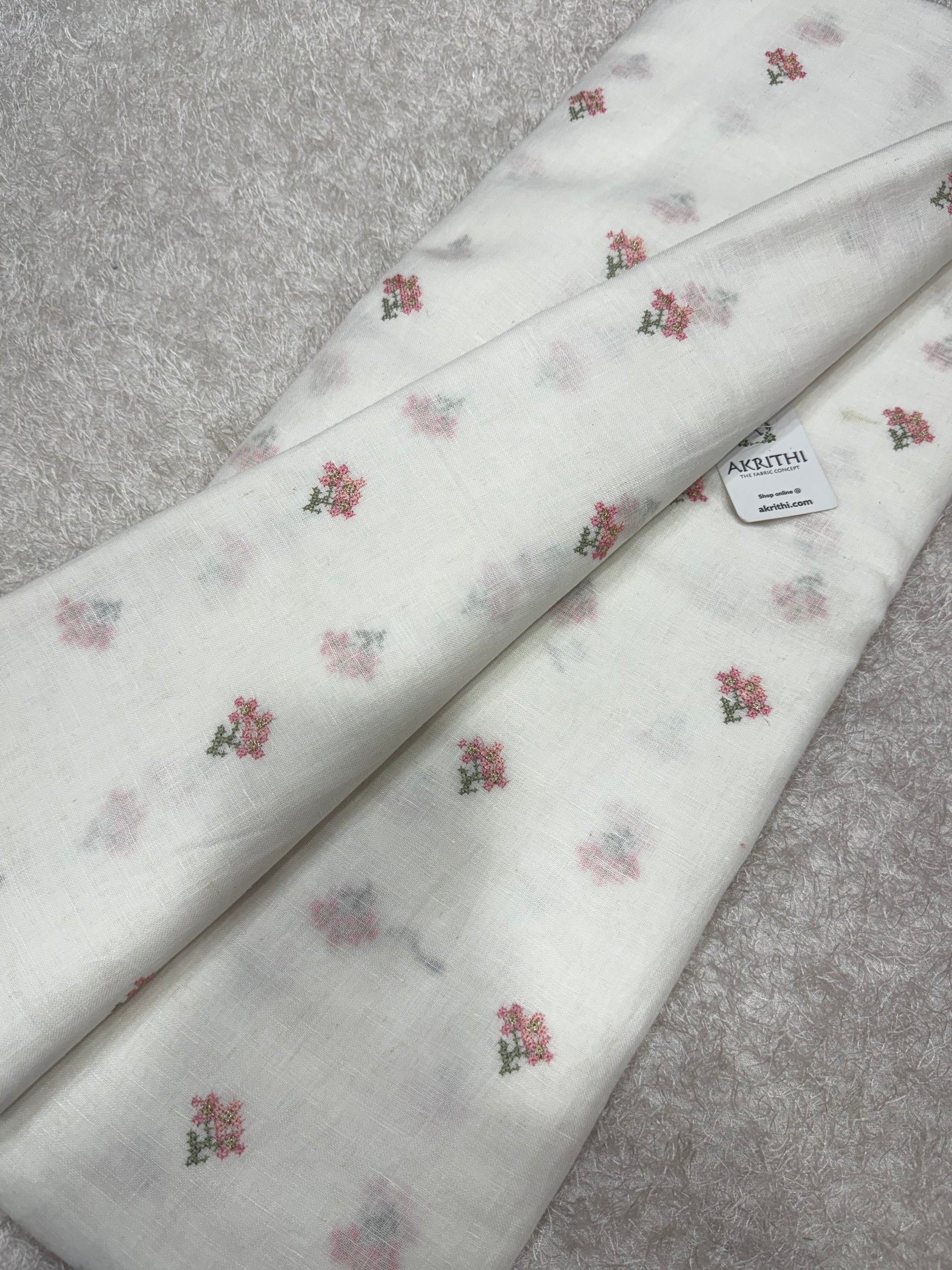 Embroidered pure linen fabric