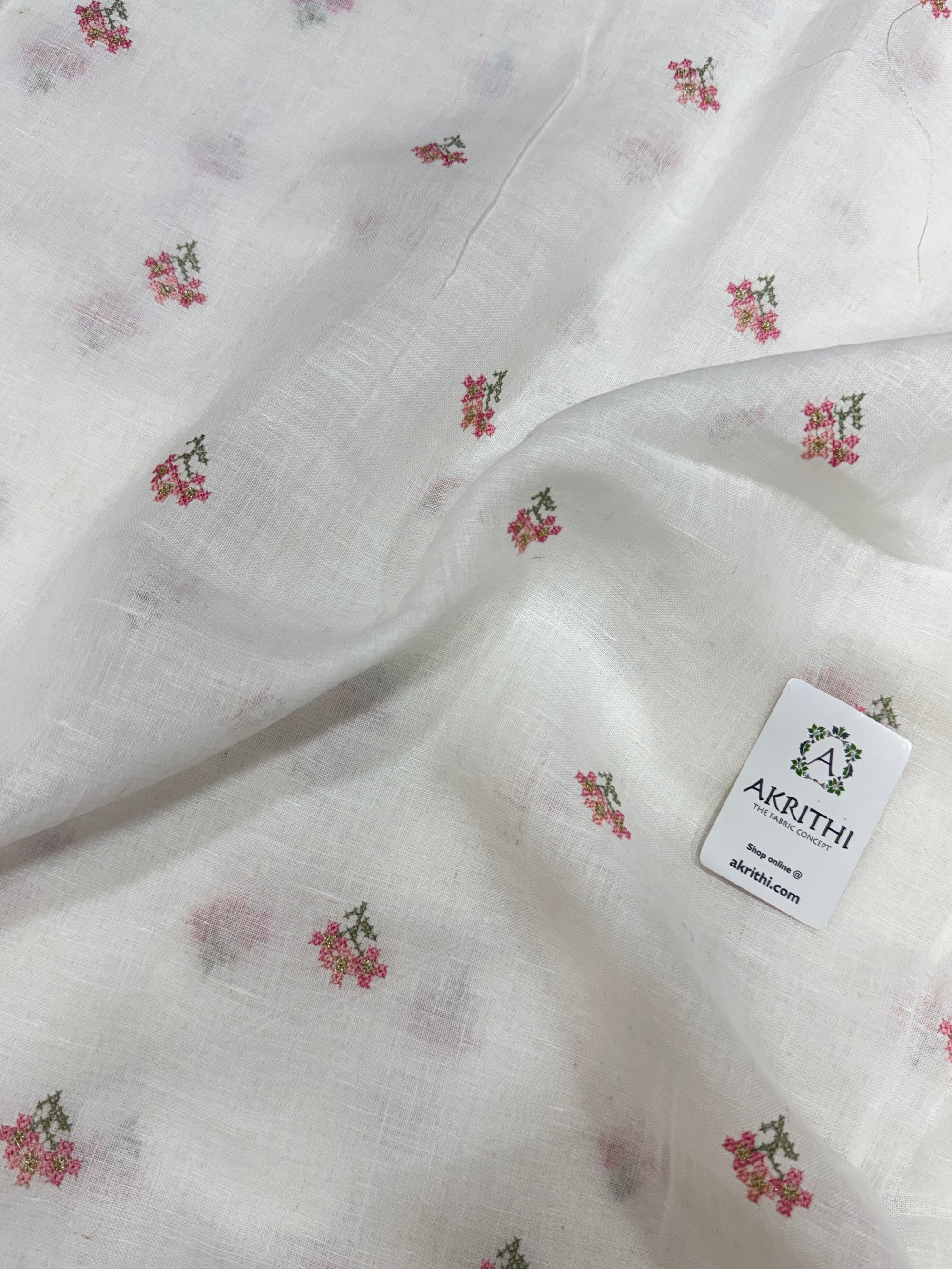 Embroidered pure linen fabric
