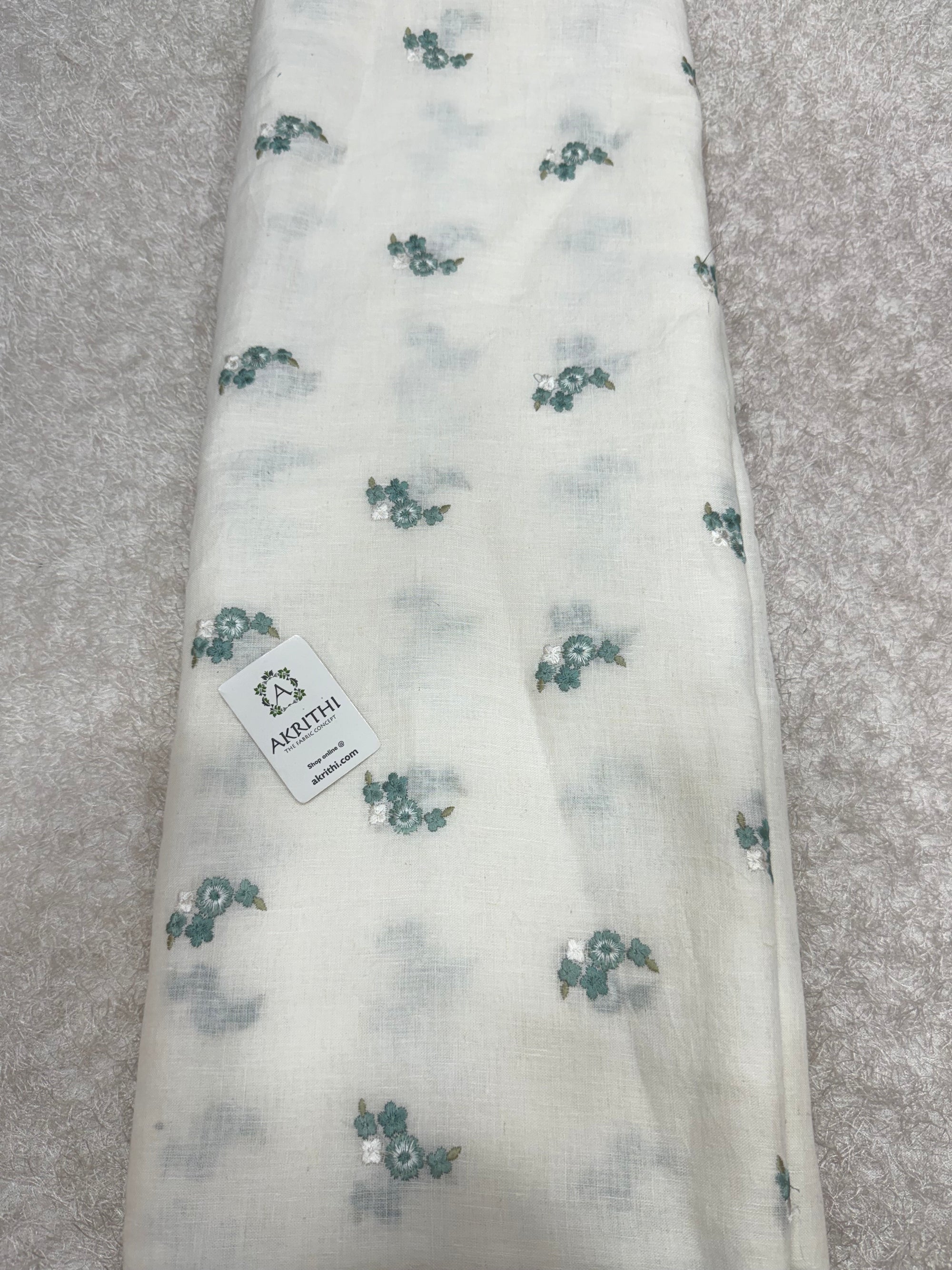 Embroidered pure linen fabric