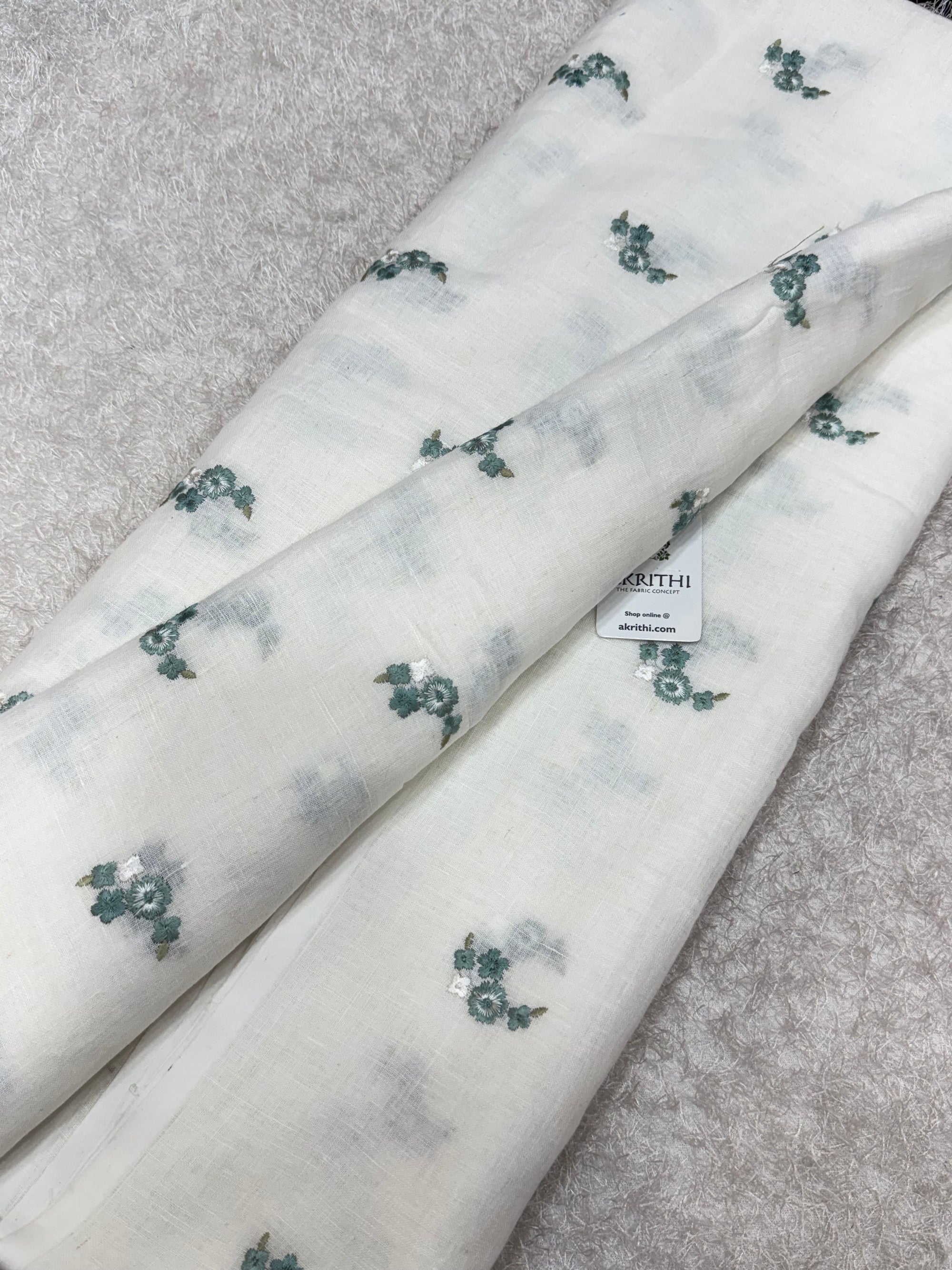 Embroidered pure linen fabric