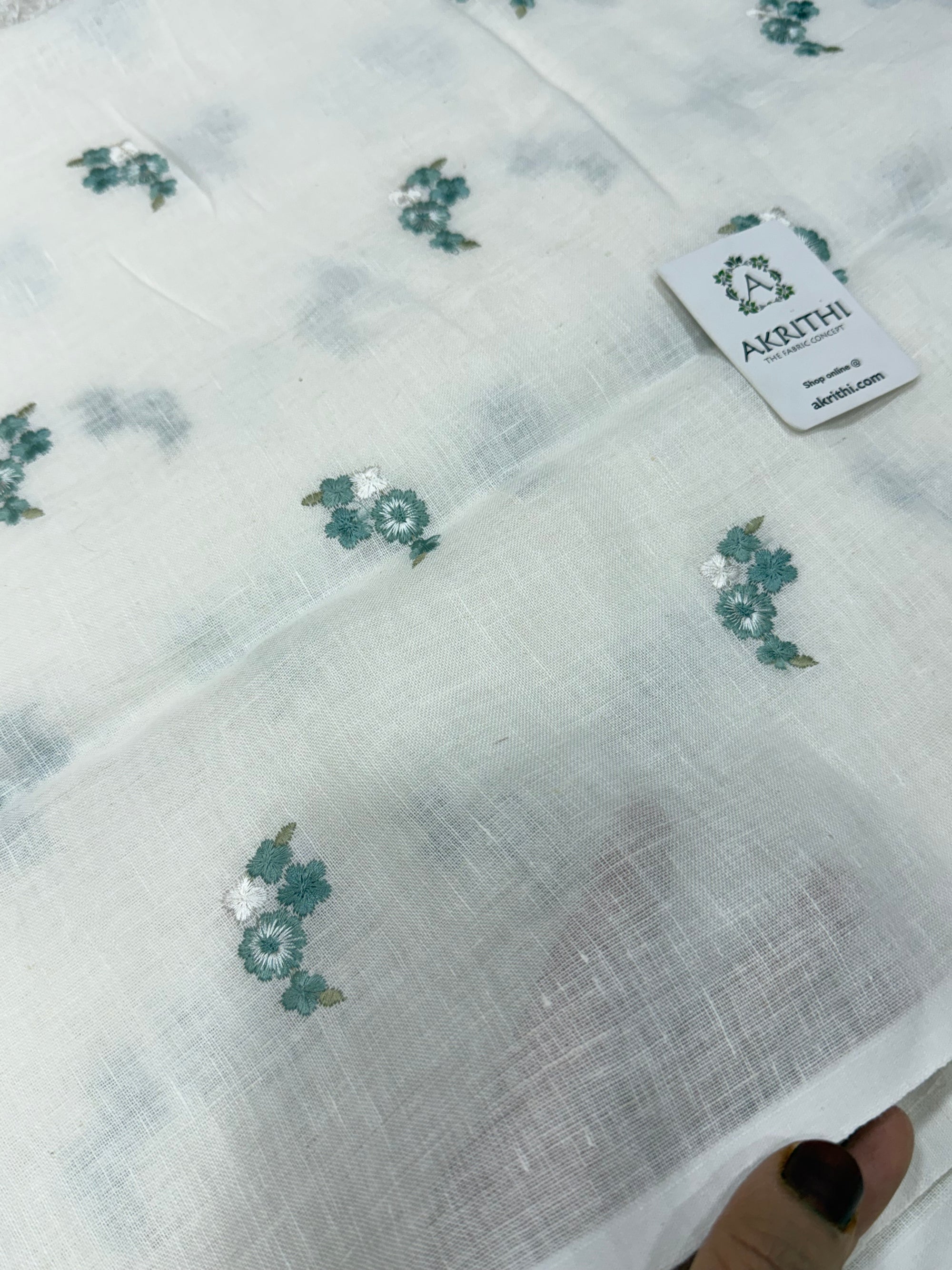Embroidered pure linen fabric