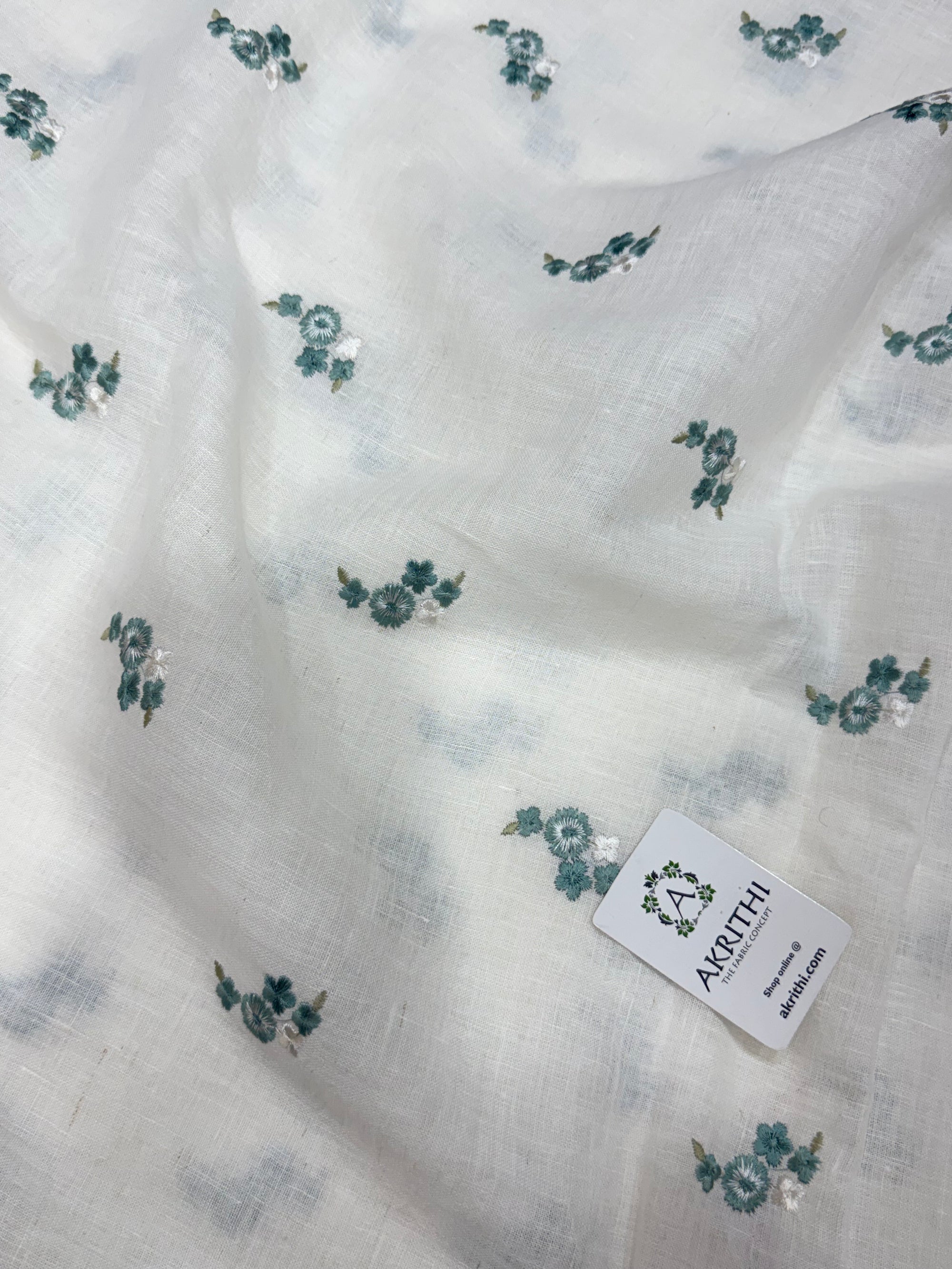 Embroidered pure linen fabric