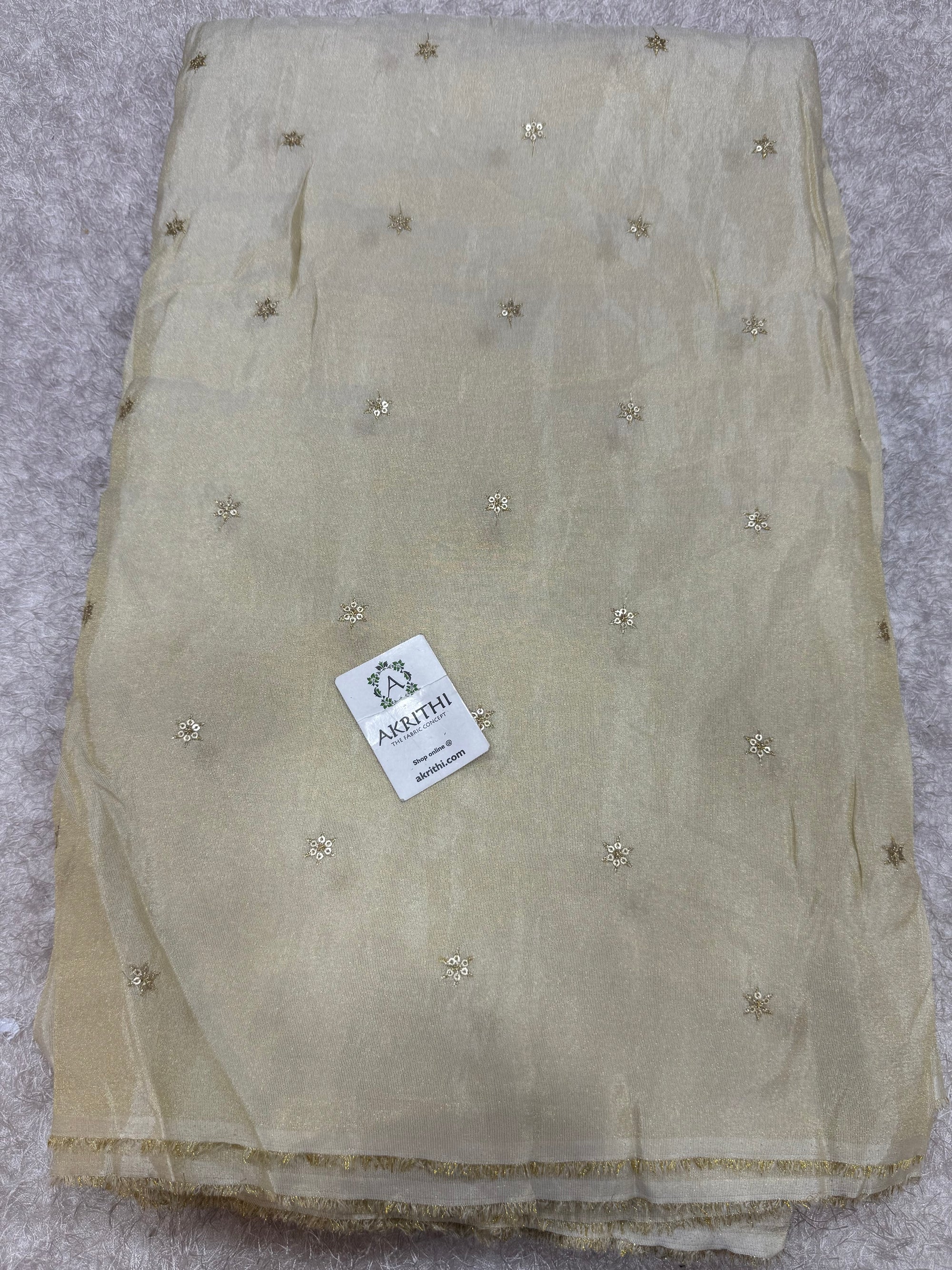 Sequins on dyeable crepe tissue fabric