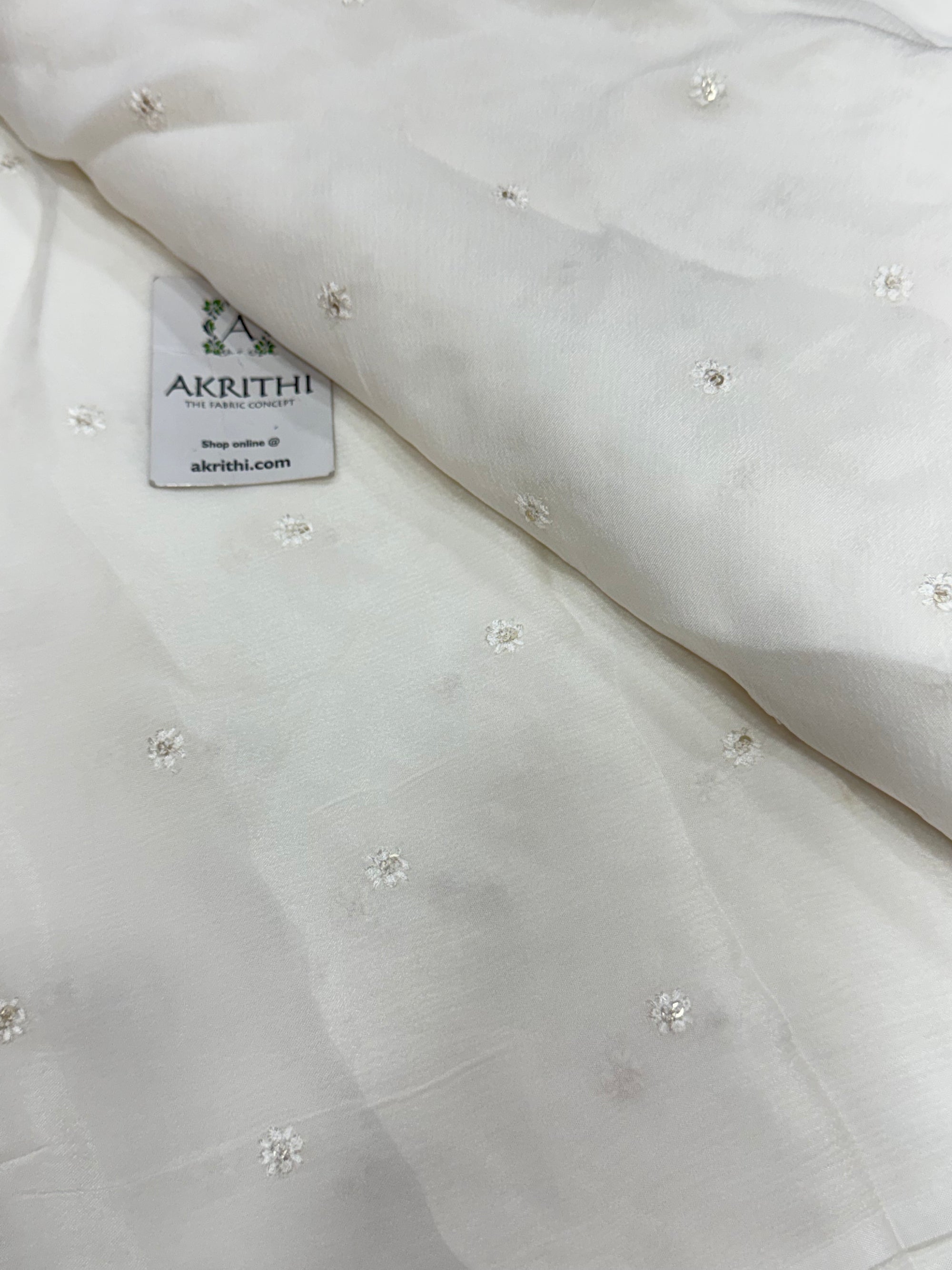 Sequins on dyeable chinon fabric