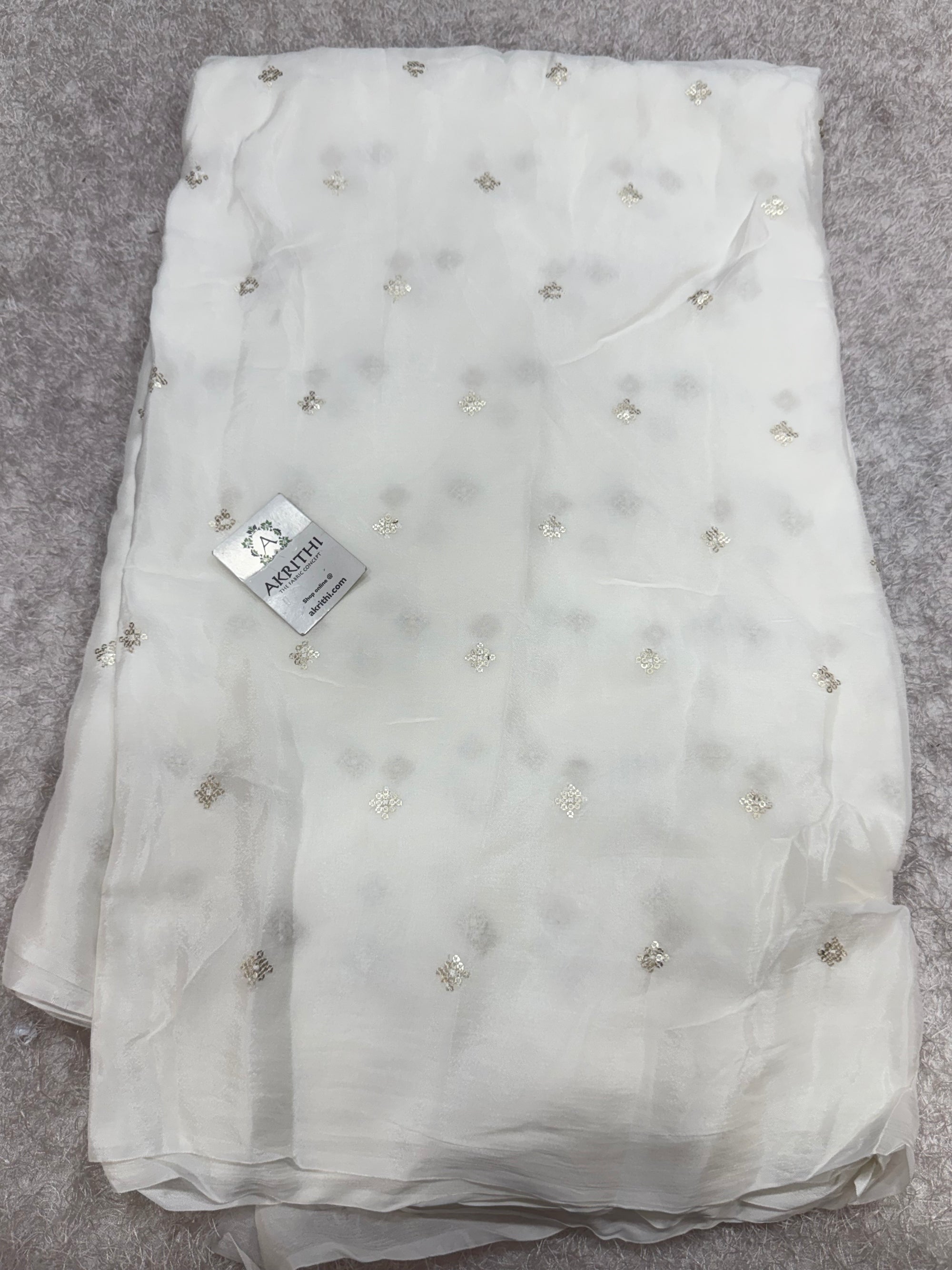 Sequins on dyeable chinon fabric