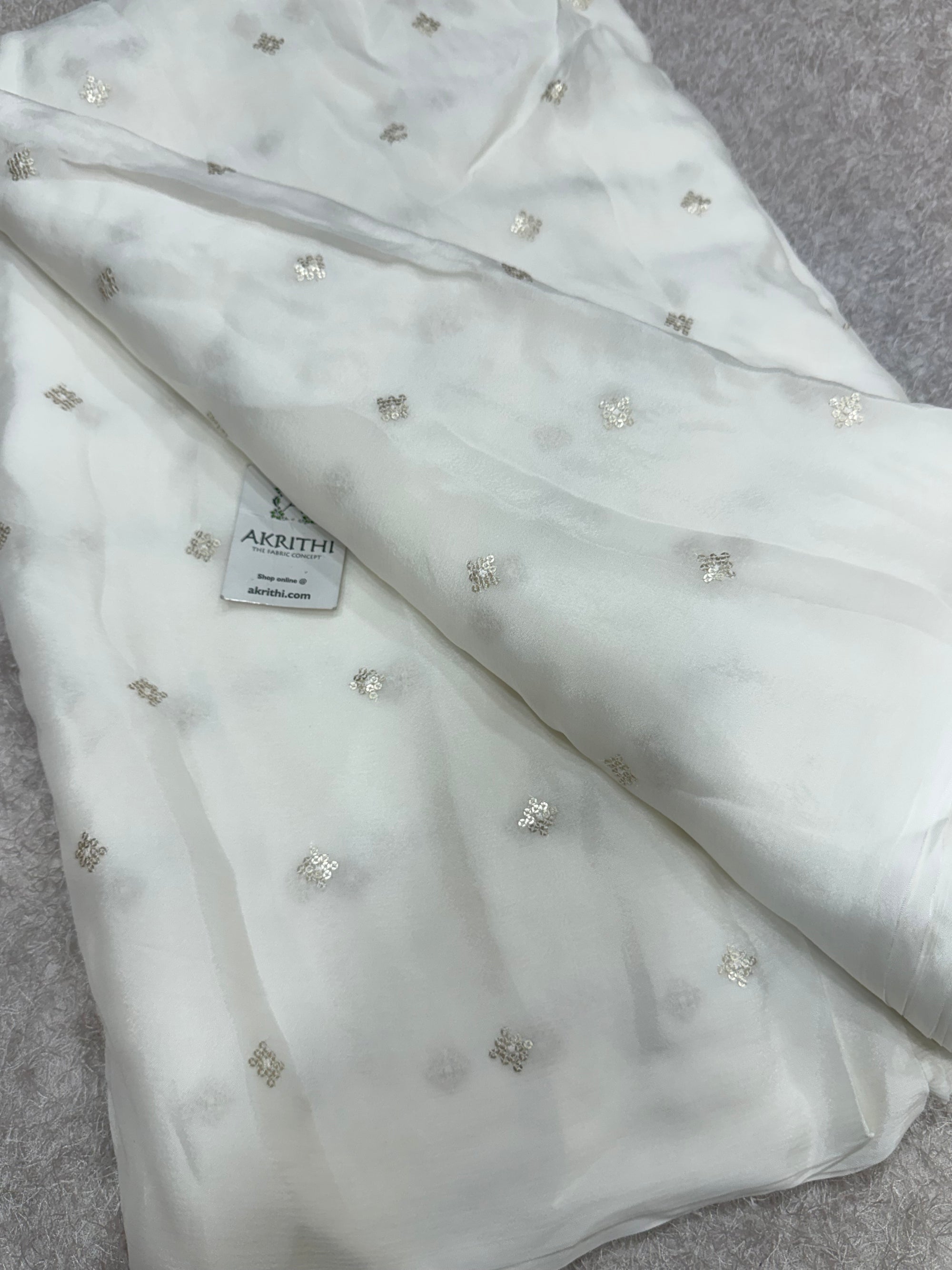 Sequins on dyeable chinon fabric