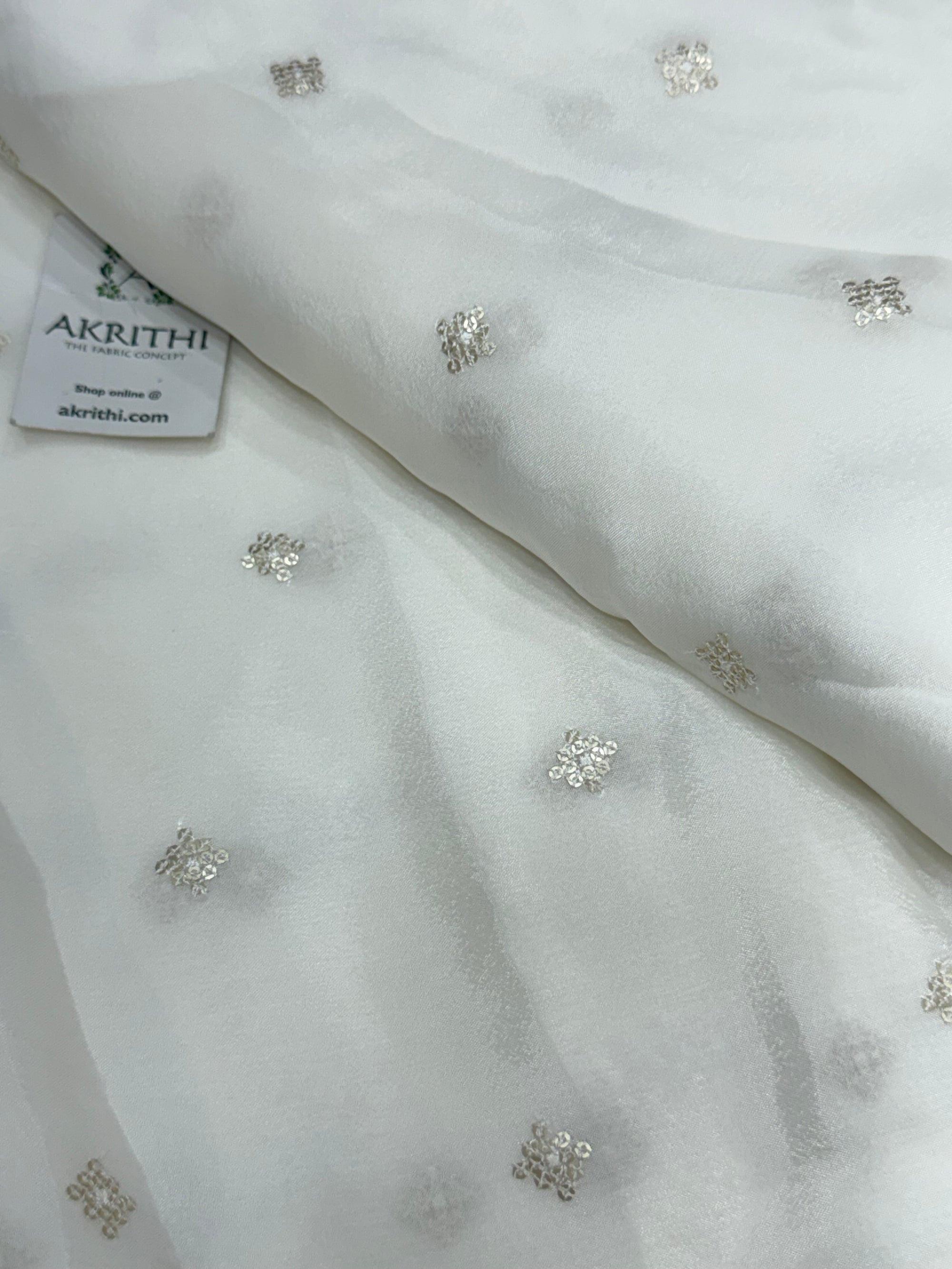 Sequins on dyeable chinon fabric
