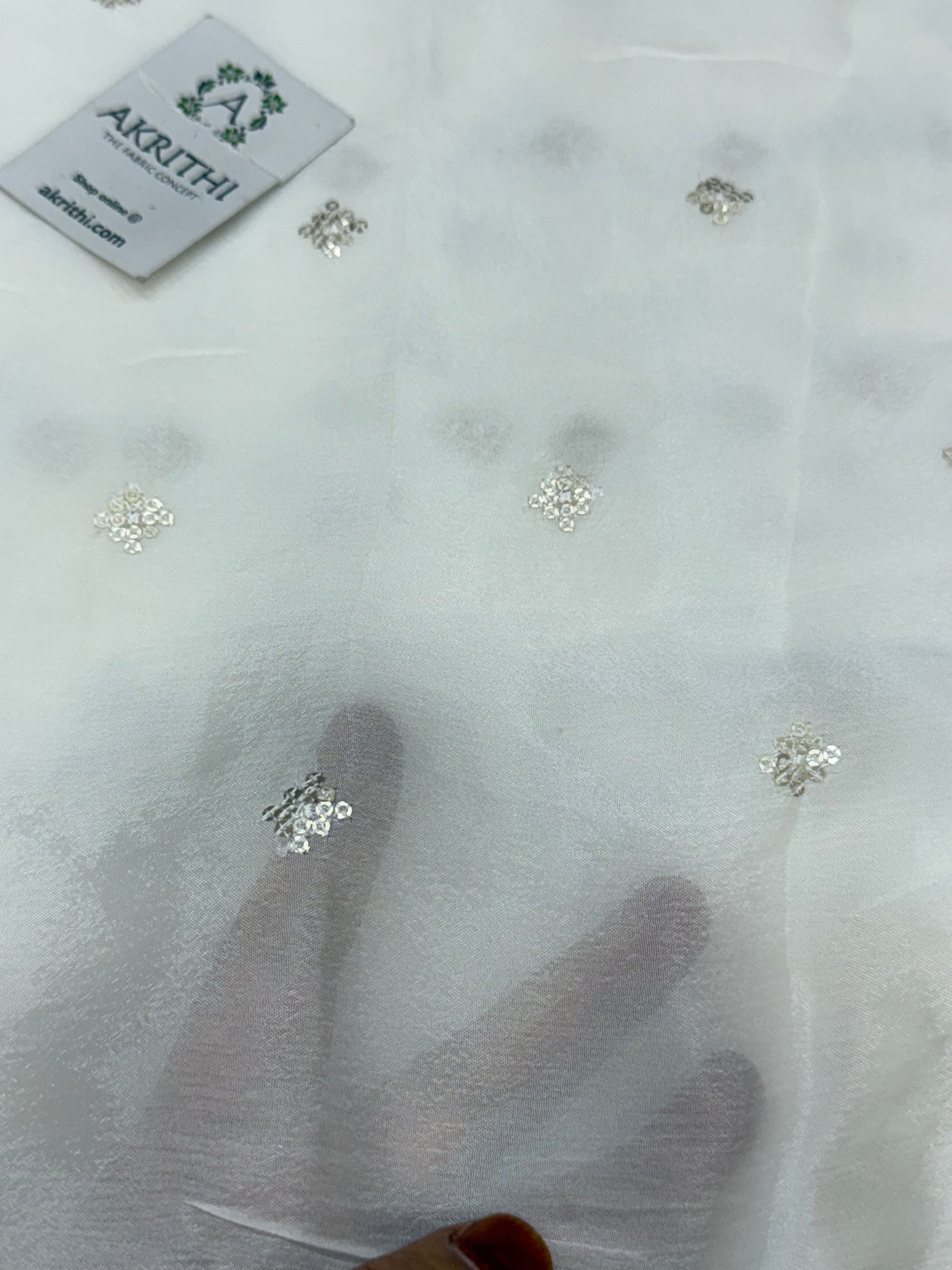 Sequins on dyeable chinon fabric