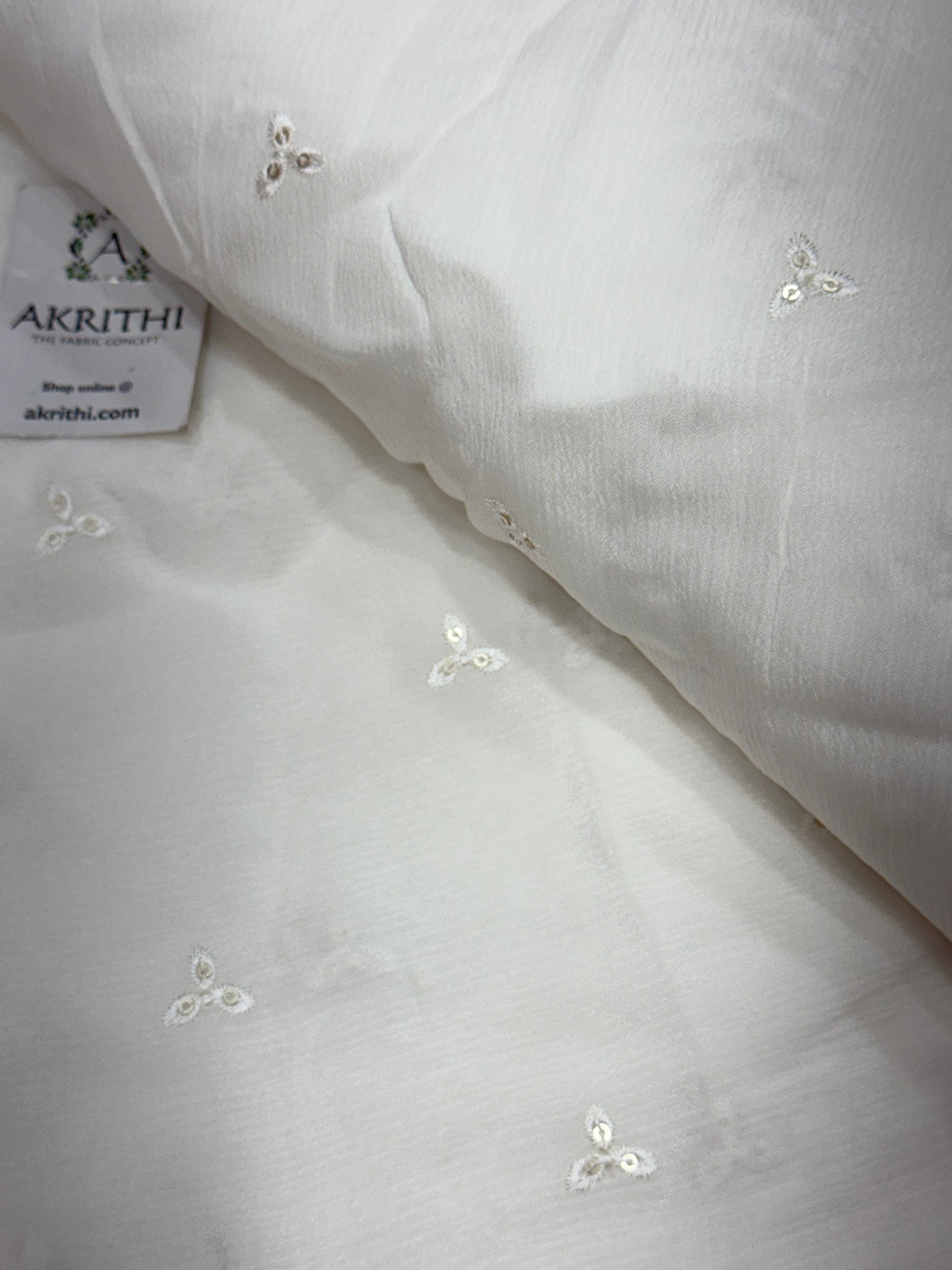 Sequins on dyeable chinon fabric