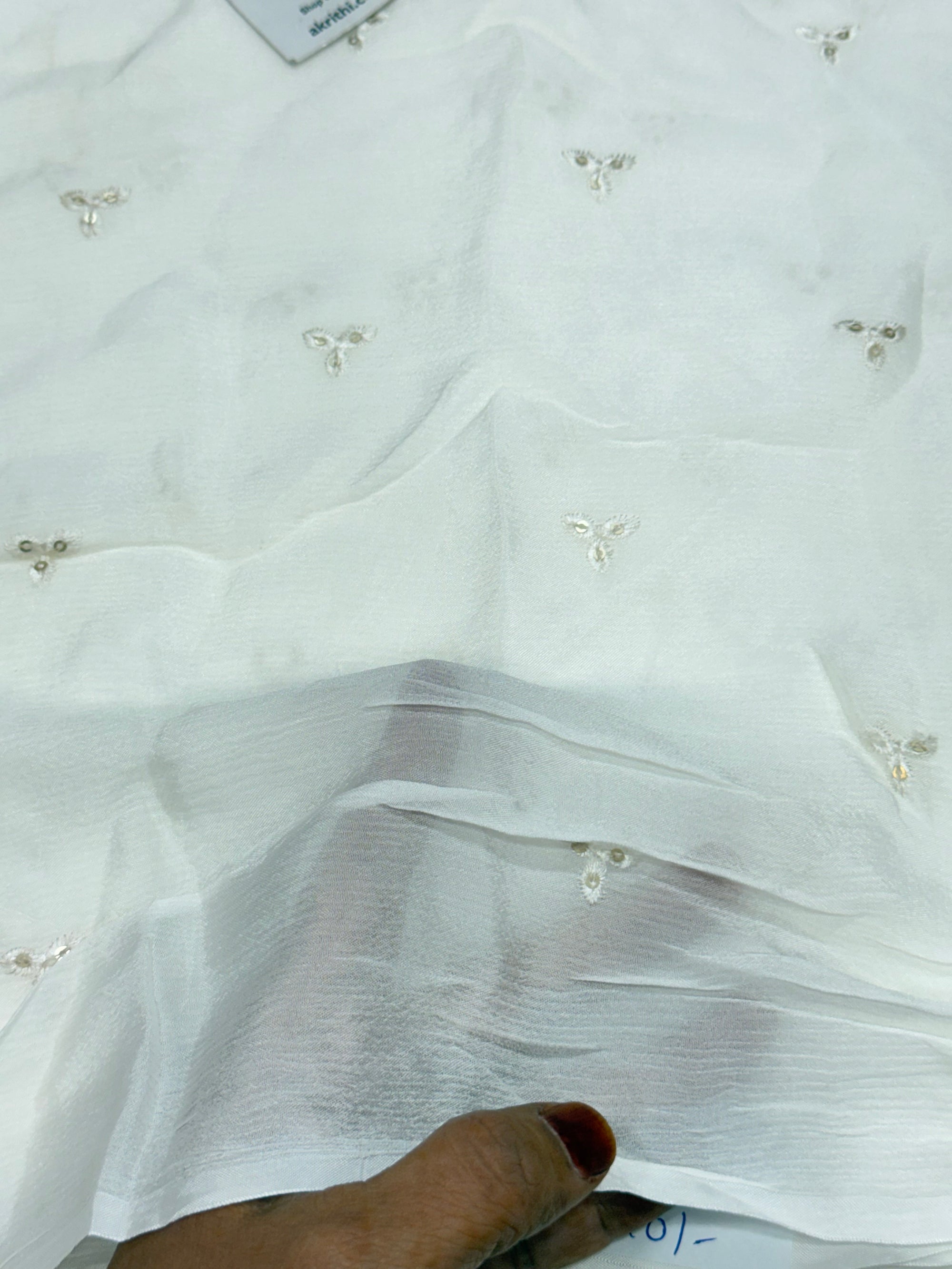 Sequins on dyeable chinon fabric