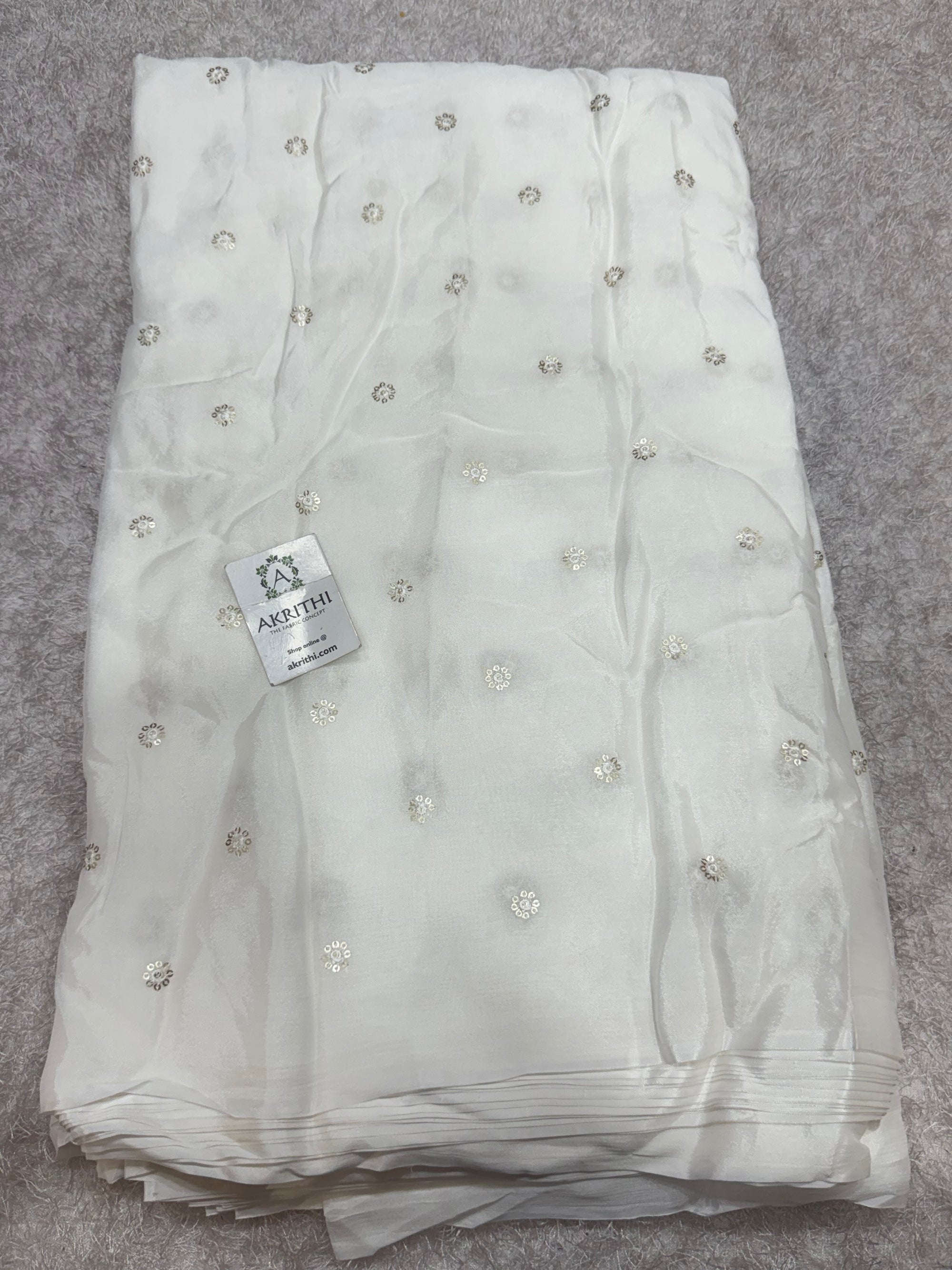 Sequins on dyeable chinon fabric