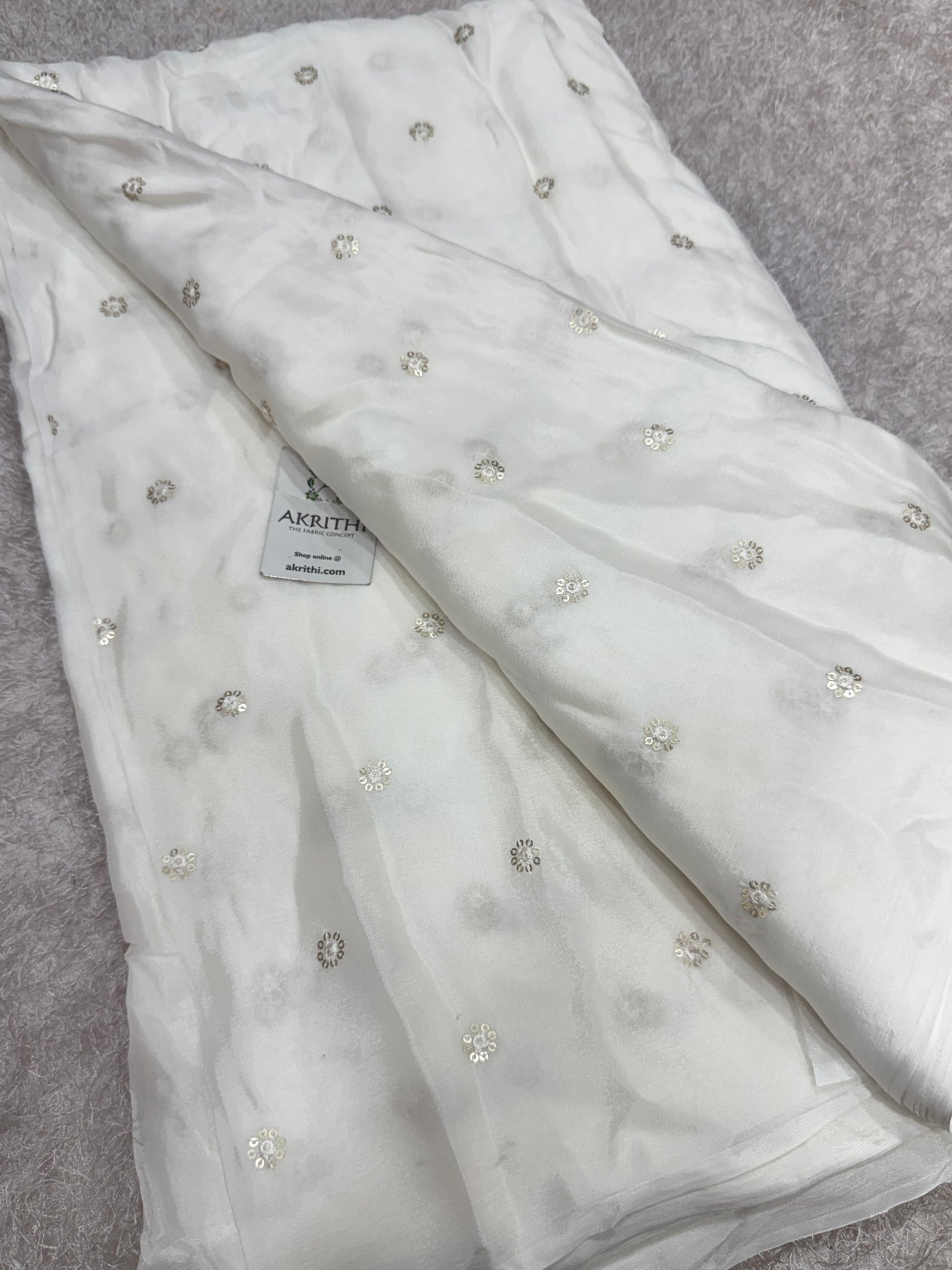 Sequins on dyeable chinon fabric
