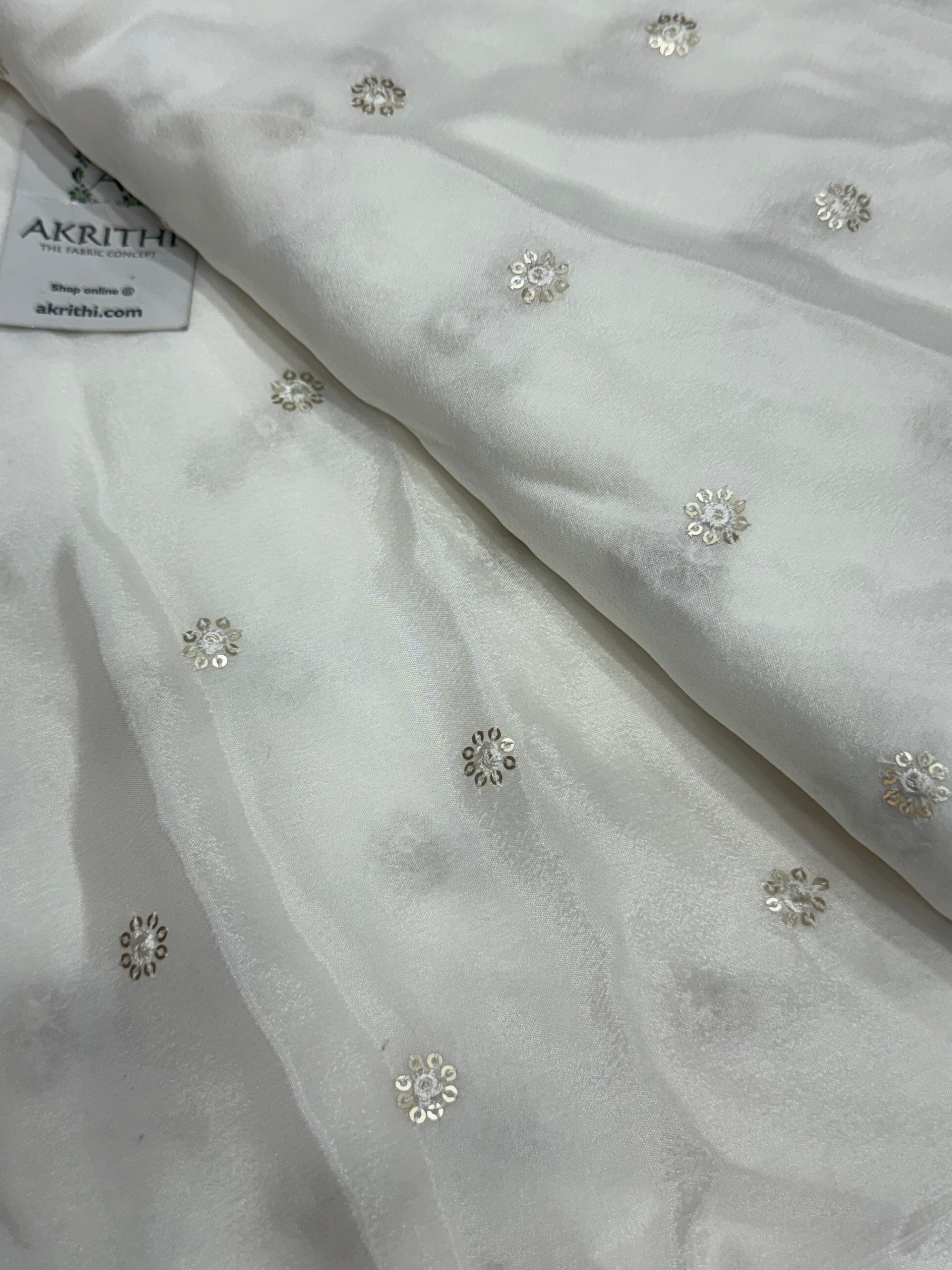 Sequins on dyeable chinon fabric