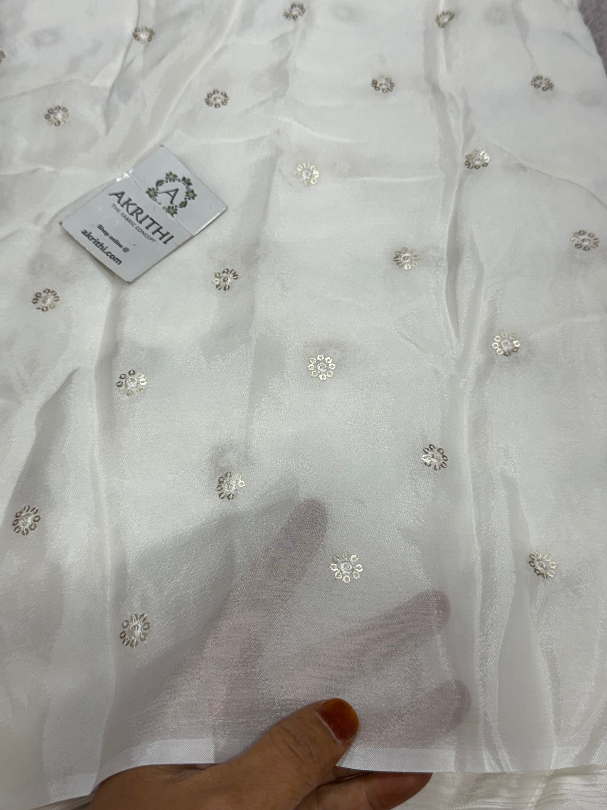 Sequins on dyeable chinon fabric