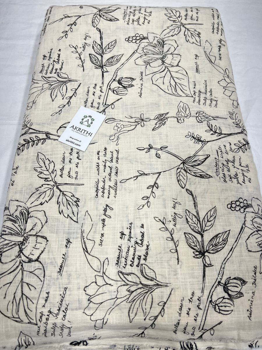 Printed pure slub cotton fabric