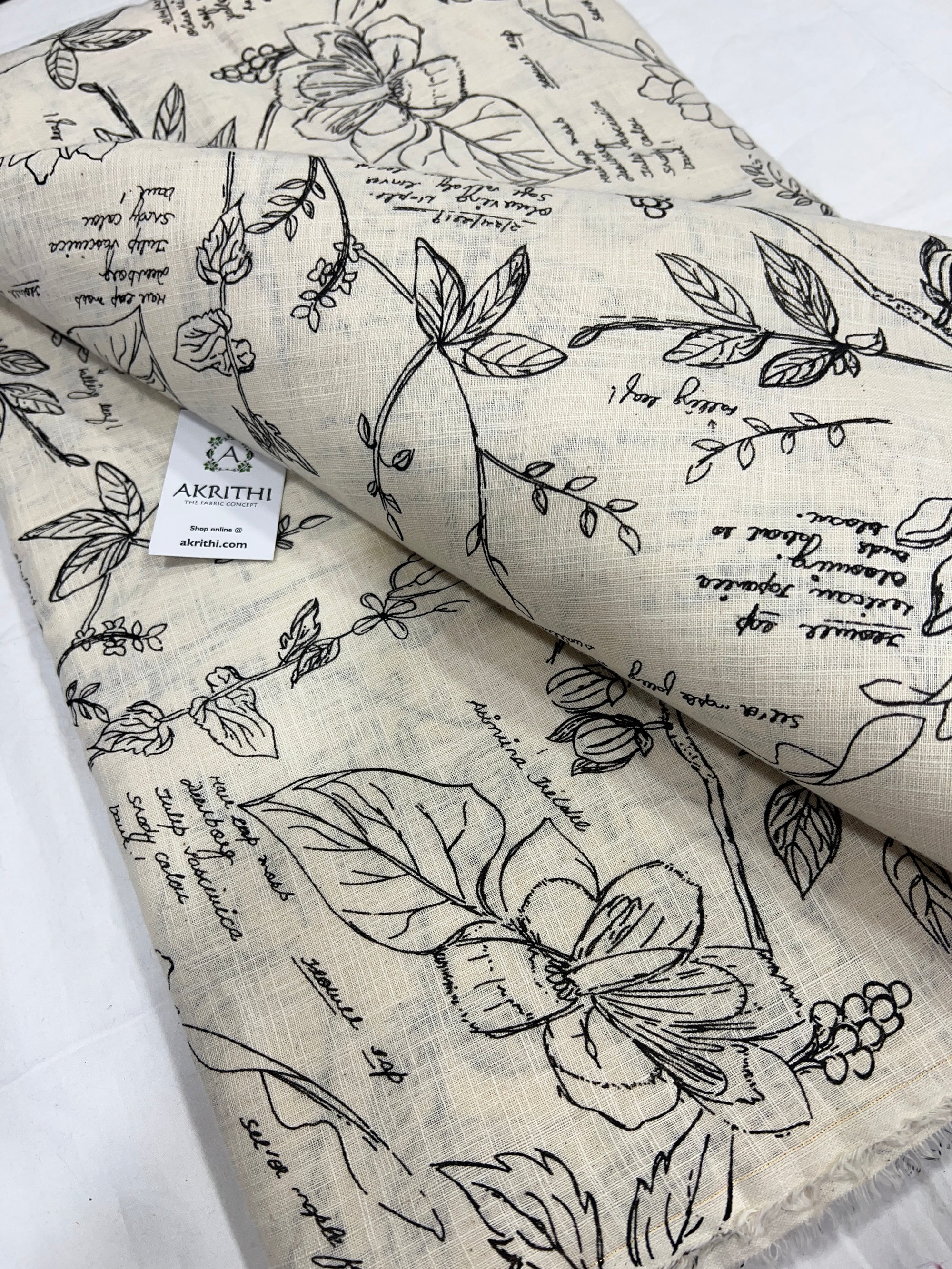 Printed pure slub cotton fabric