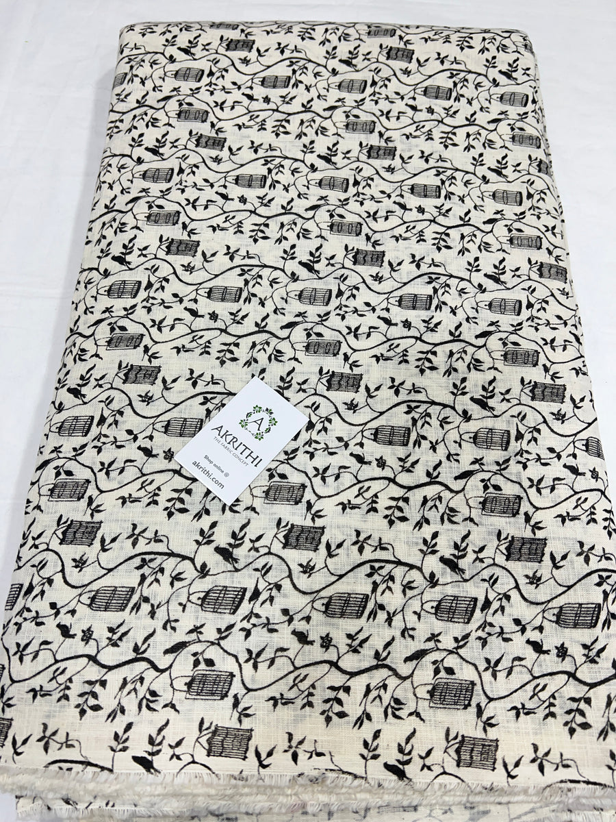 Printed pure slub cotton fabric