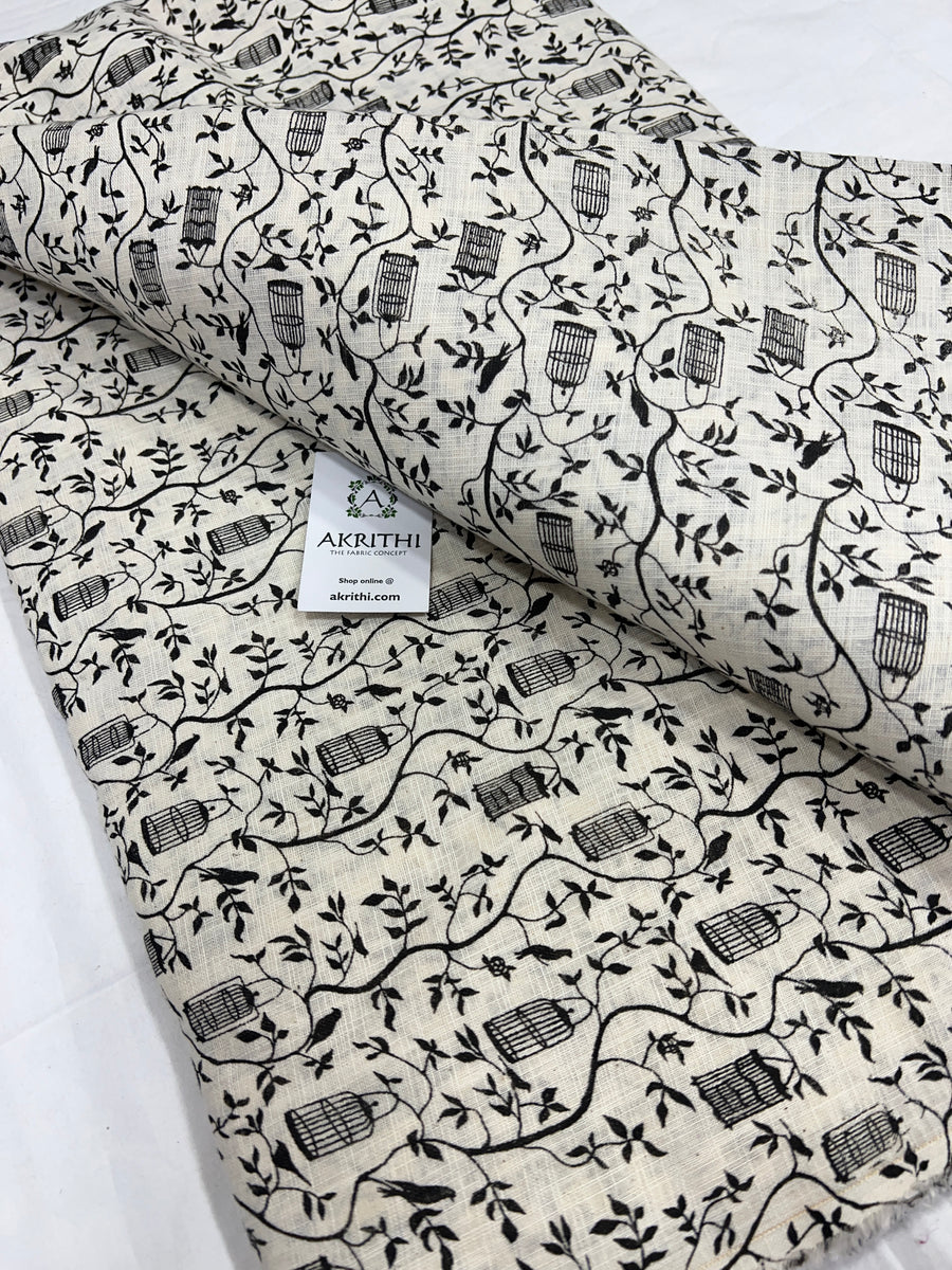 Printed pure slub cotton fabric