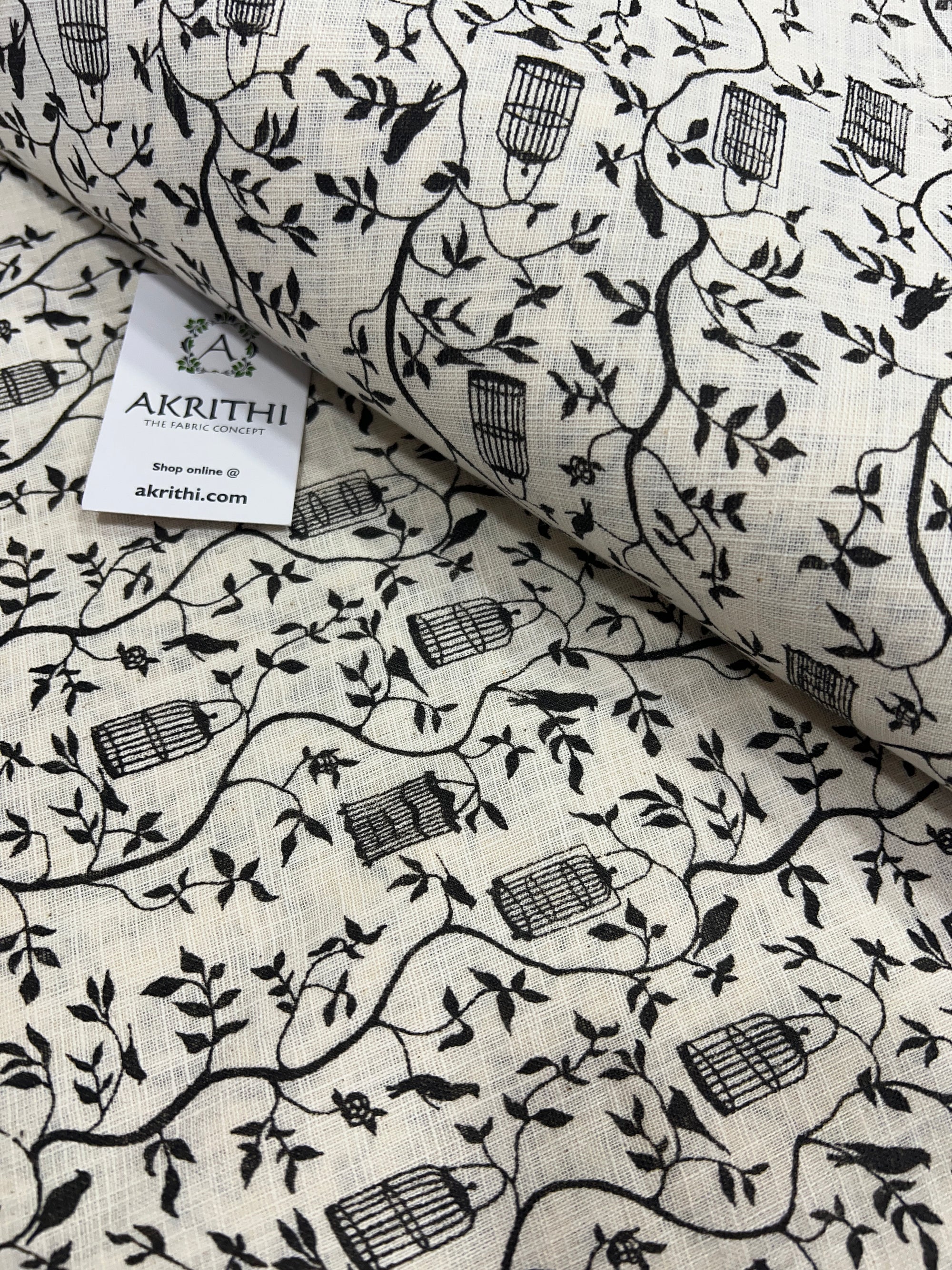 Printed pure slub cotton fabric