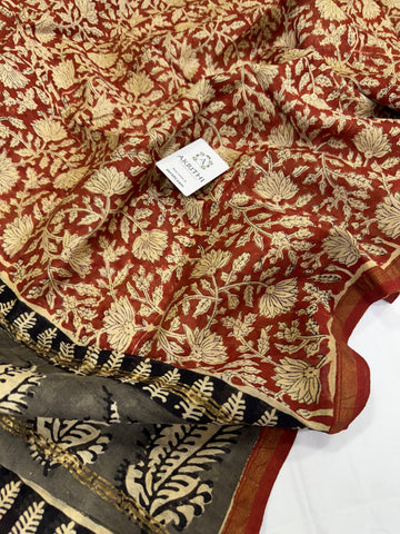 Hand Block printed Chanderi dupatta