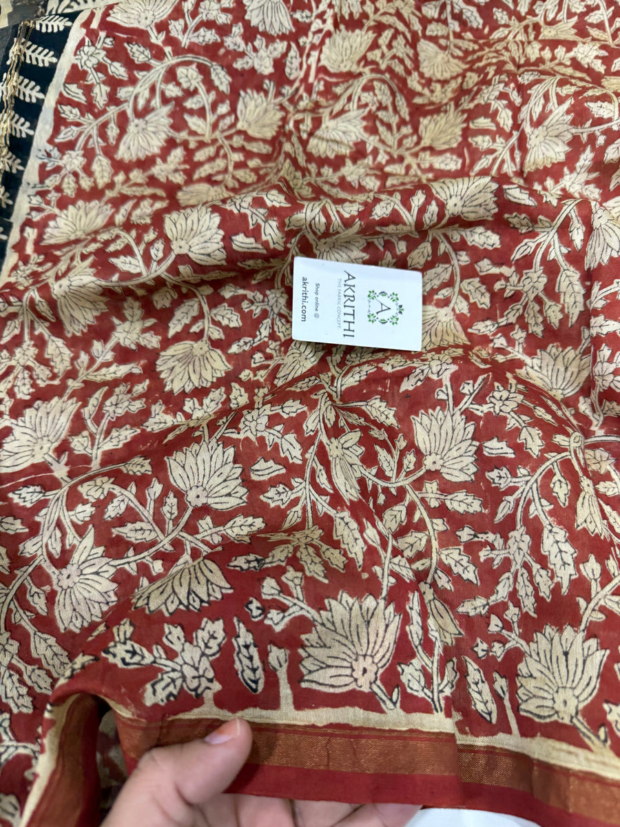 Hand Block printed Chanderi dupatta