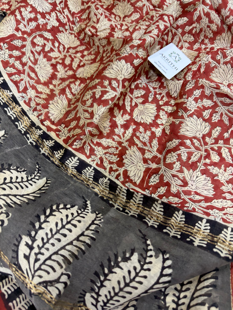 Hand Block printed Chanderi dupatta