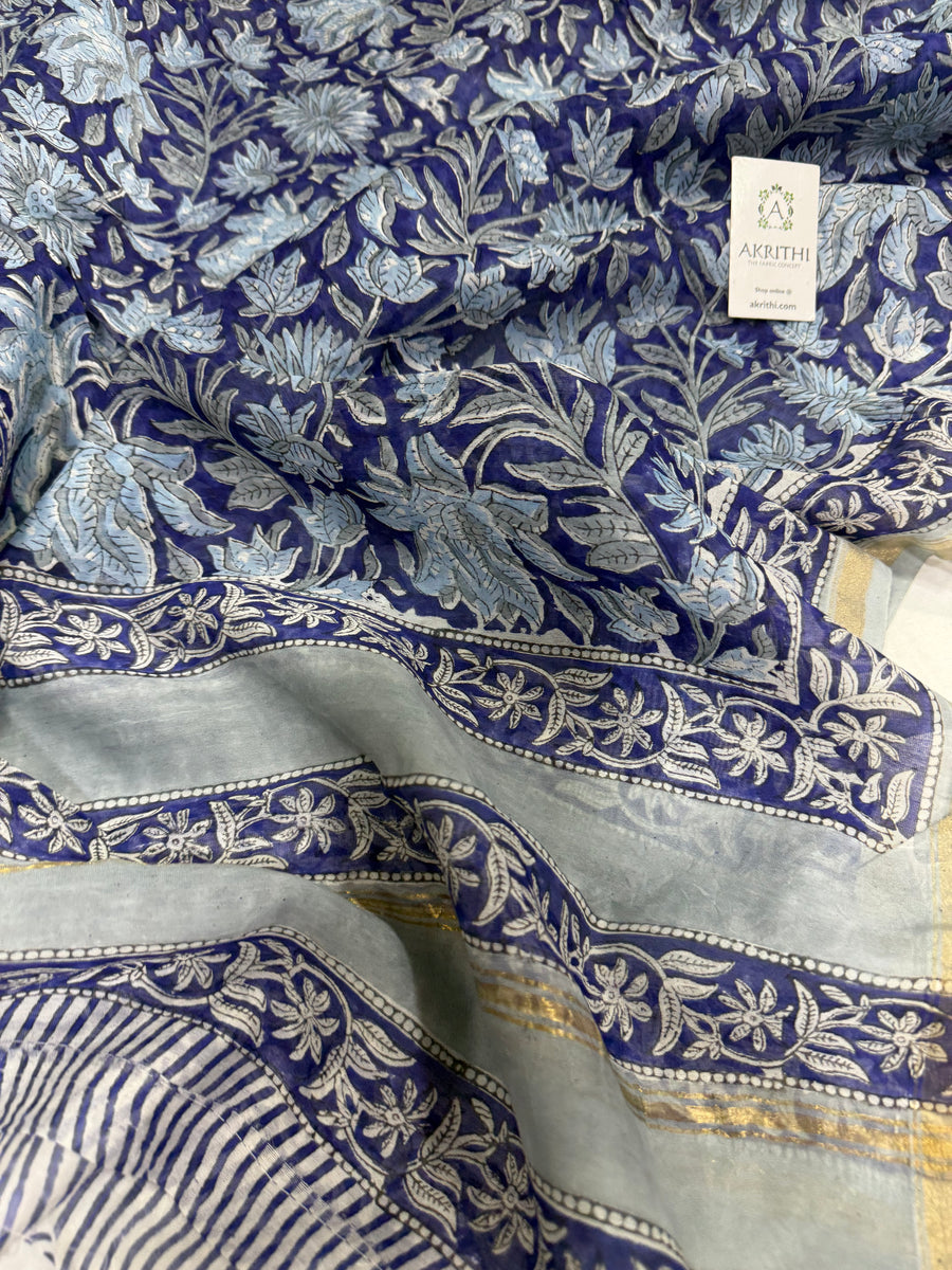 Hand Block printed Chanderi dupatta