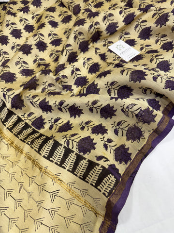 Hand Block printed Chanderi dupatta