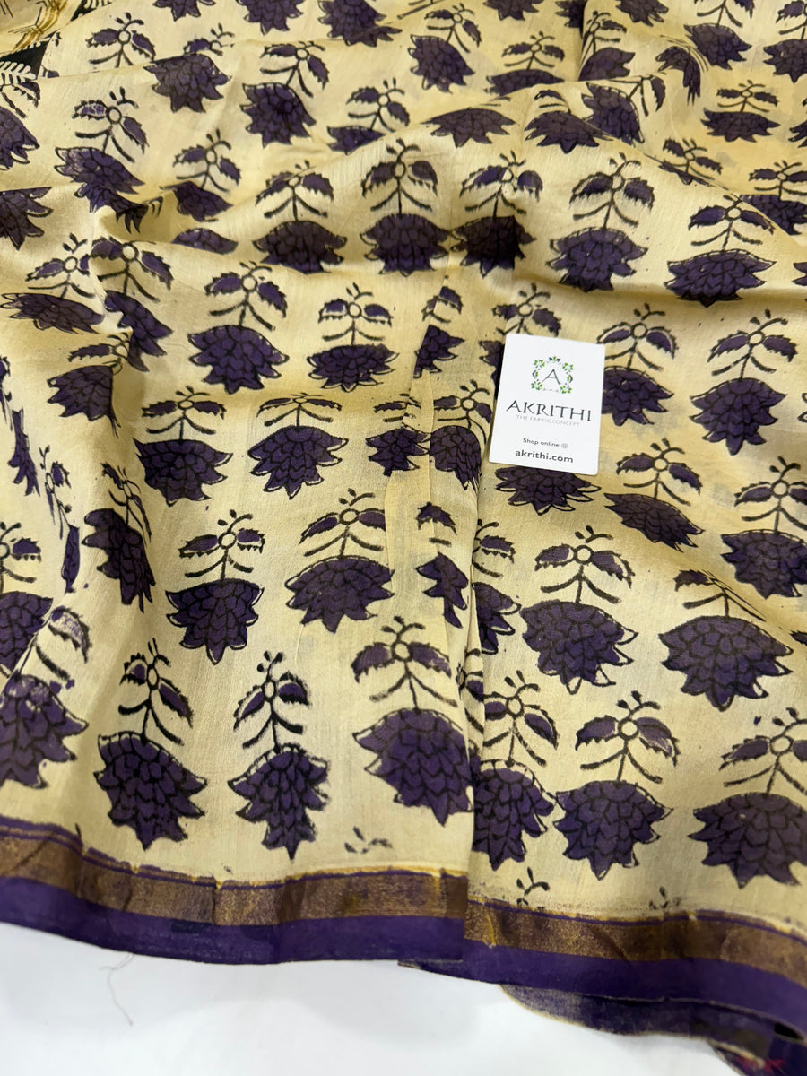 Hand Block printed Chanderi dupatta