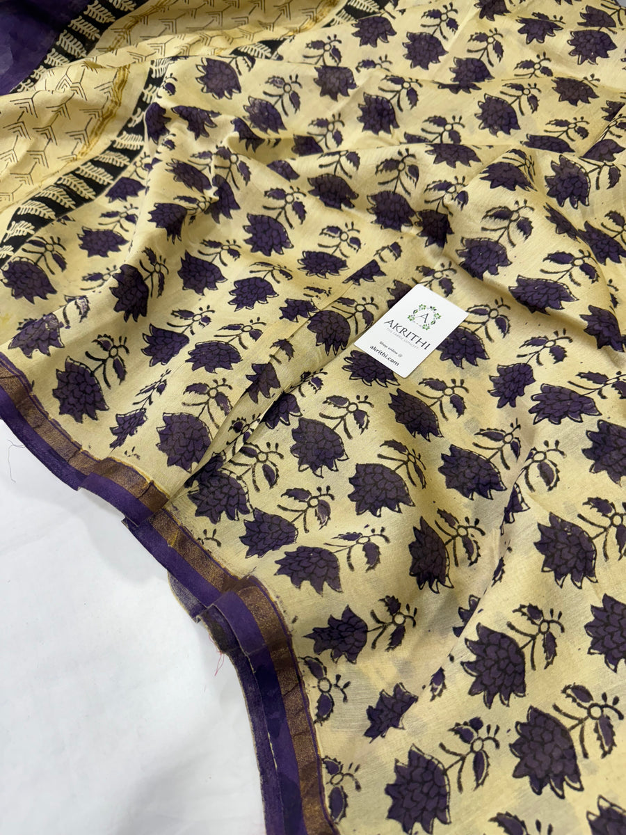 Hand Block printed Chanderi dupatta