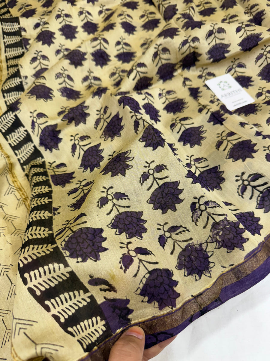 Hand Block printed Chanderi dupatta