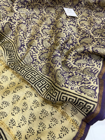 Hand Block printed Chanderi dupatta