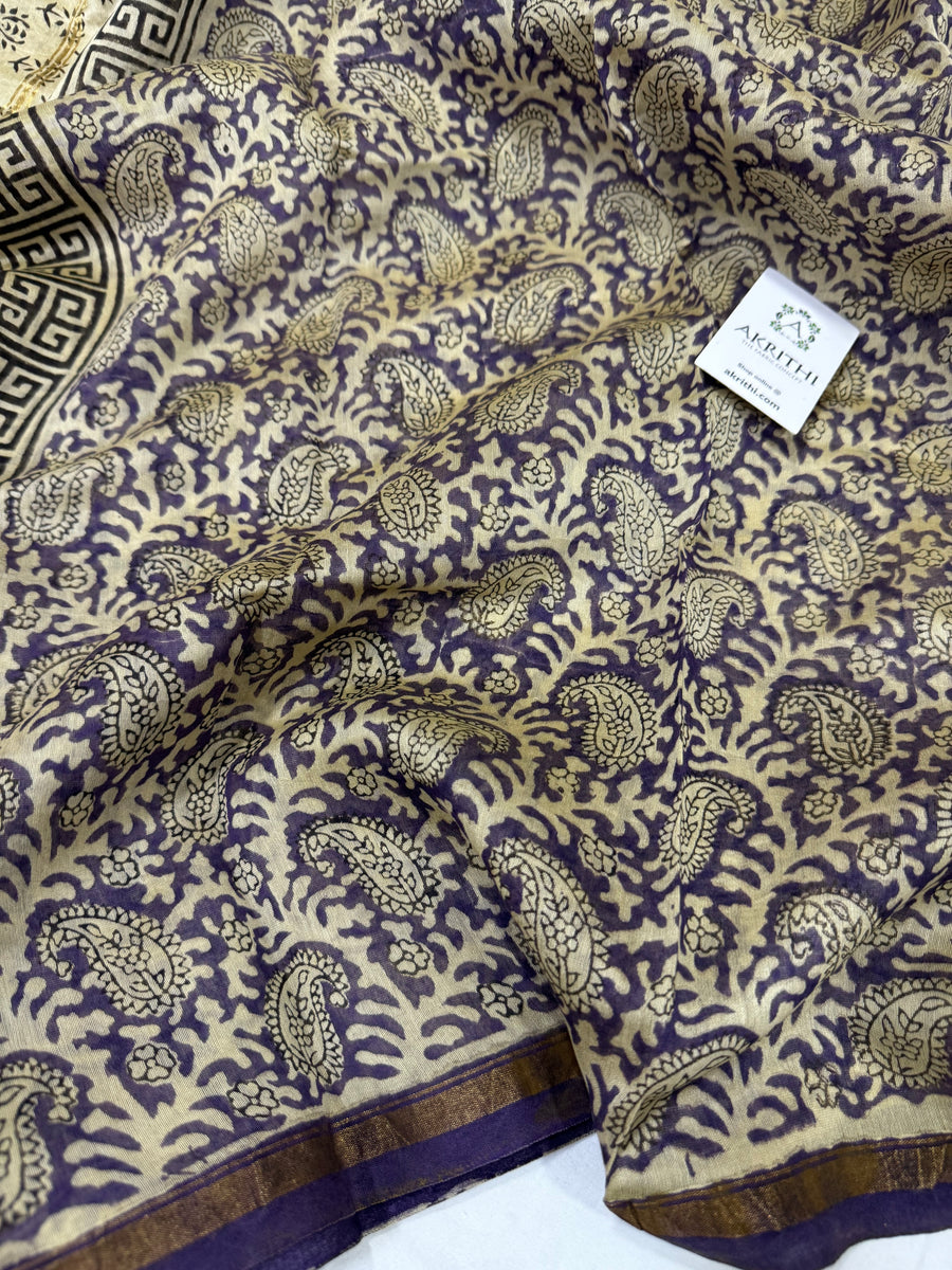 Hand Block printed Chanderi dupatta