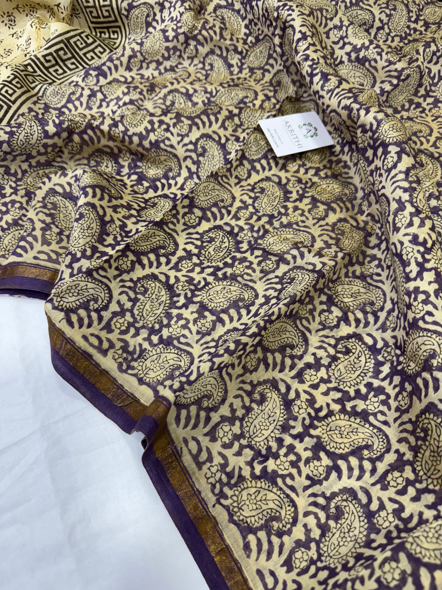 Hand Block printed Chanderi dupatta