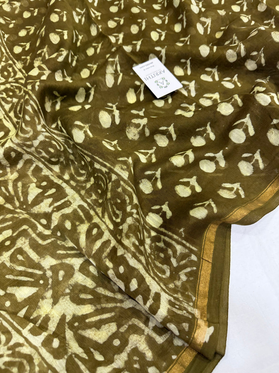 Hand Block printed Chanderi dupatta