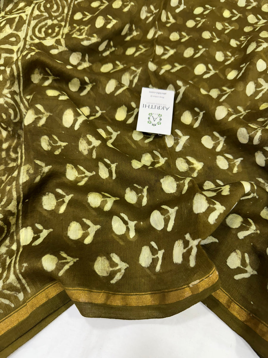 Hand Block printed Chanderi dupatta