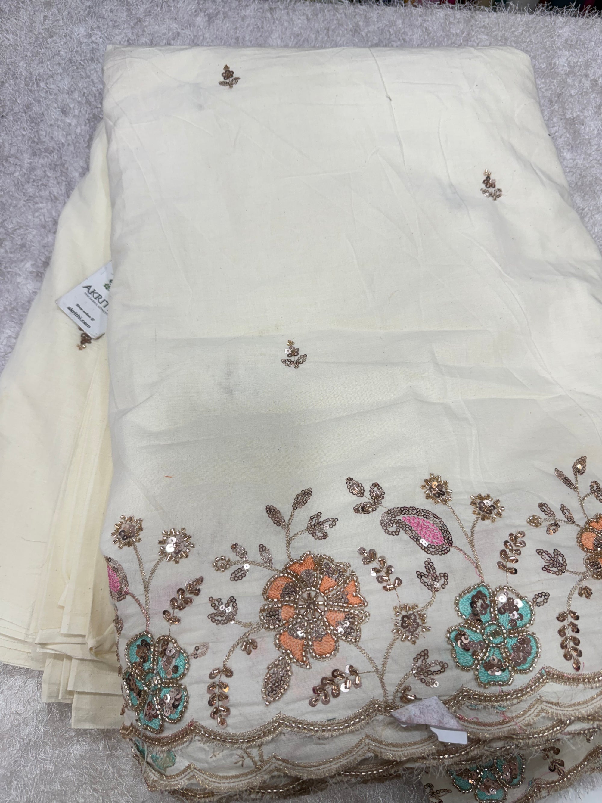 Pure Cotton embroidered fabric