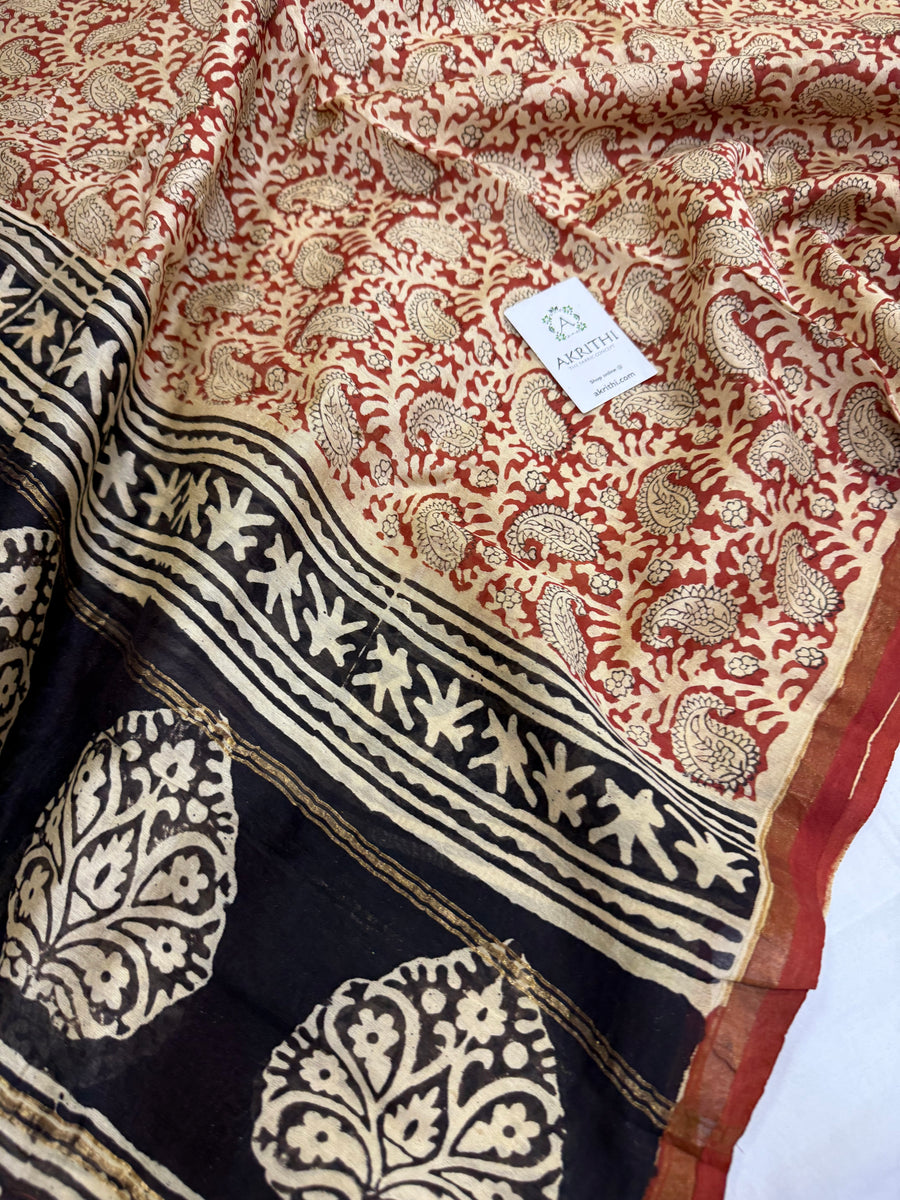 Hand Block printed Chanderi dupatta