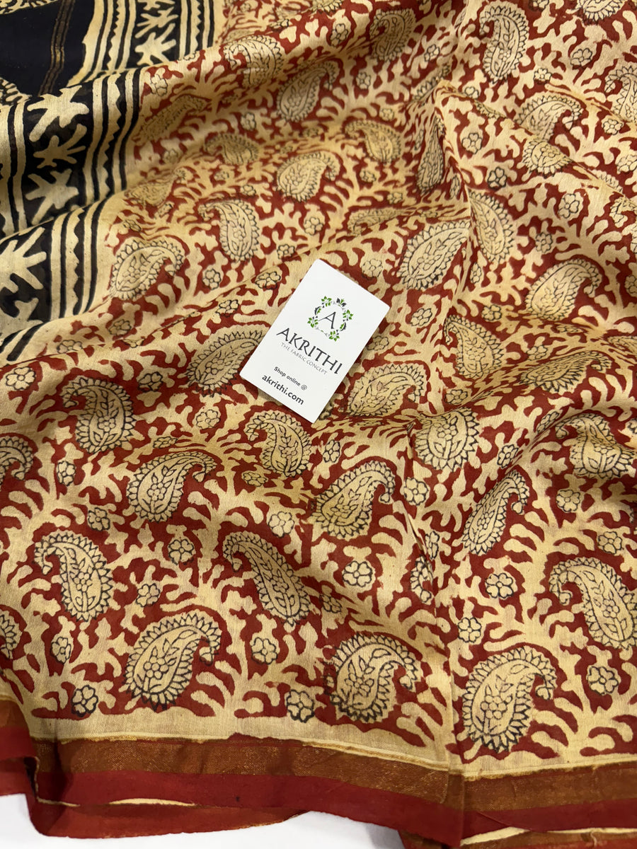 Hand Block printed Chanderi dupatta