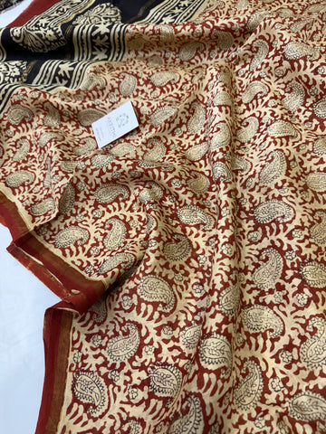 Hand Block printed Chanderi dupatta