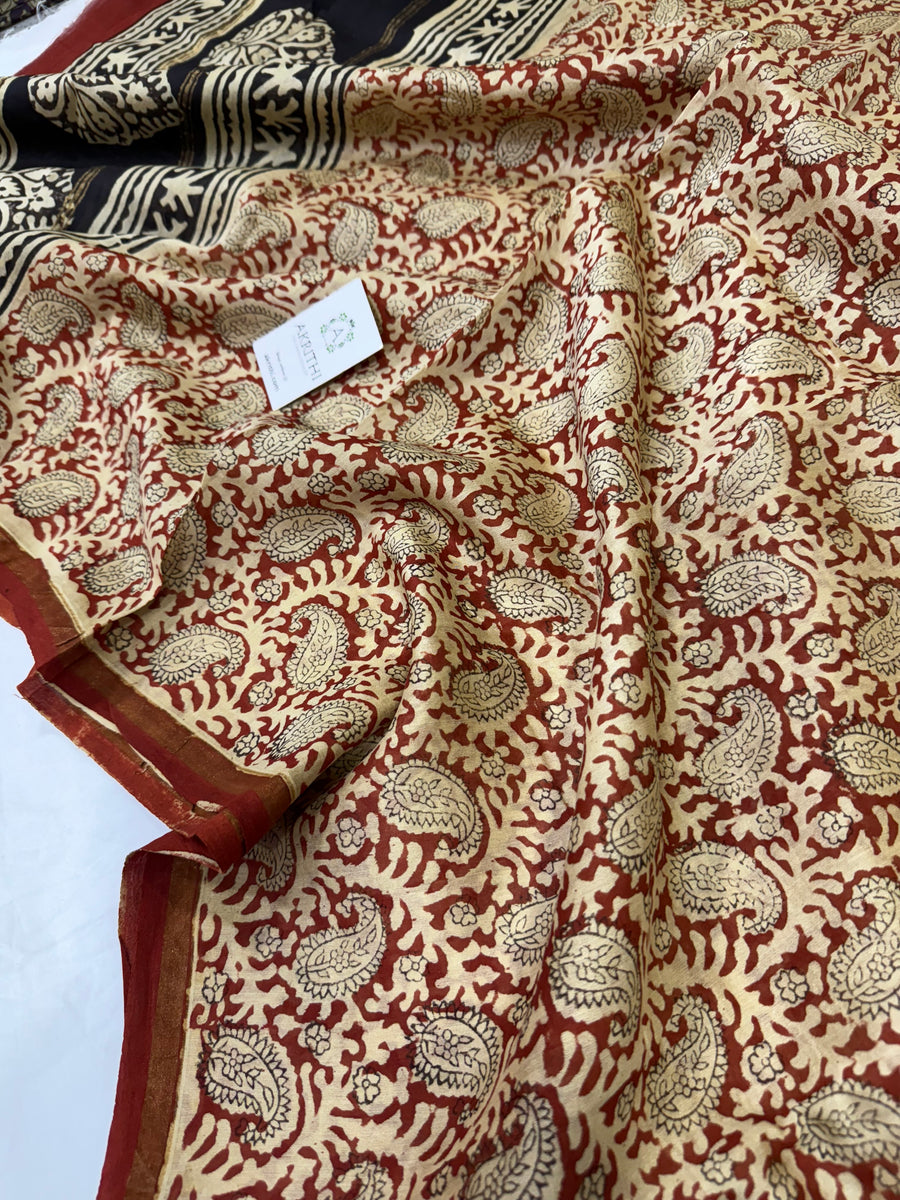 Hand Block printed Chanderi dupatta